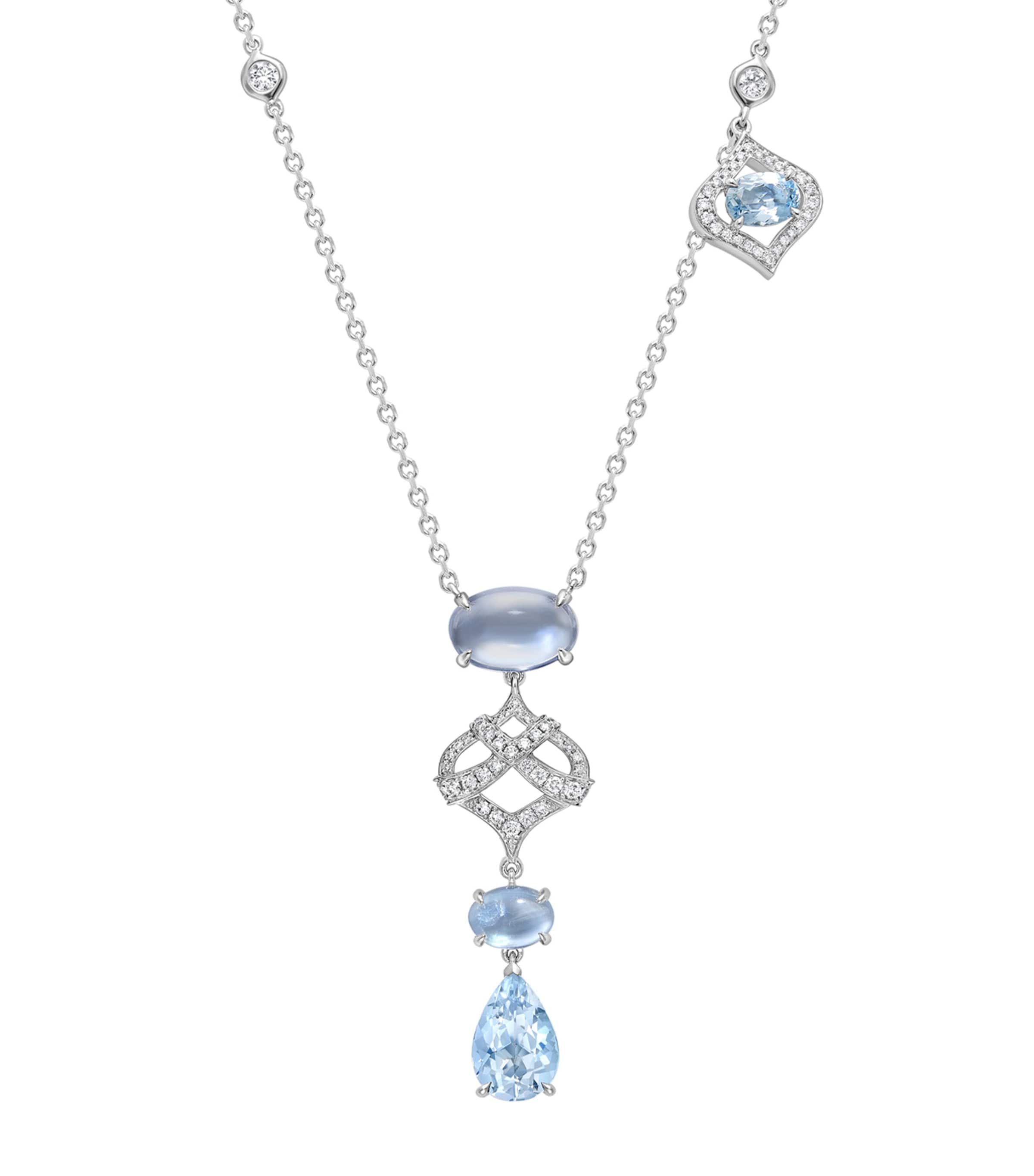 Boodles White Gold, Aquamarine and Diamond Woodland Necklace Silver