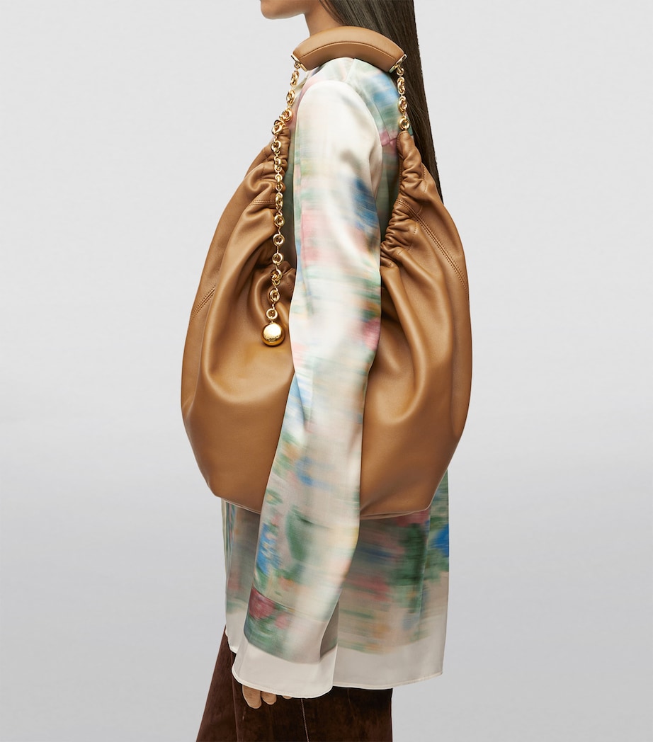 Medium Leather Squeeze Top-Handle Bag OAK Image 10