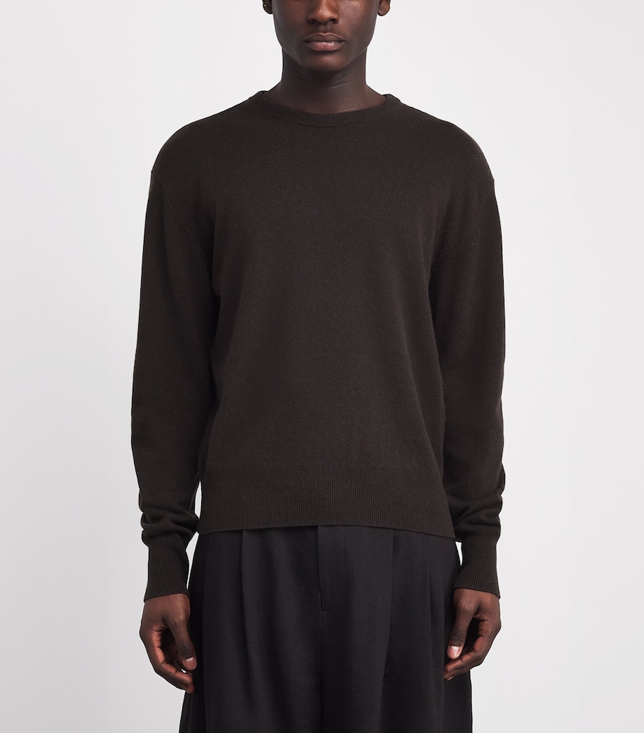 Wool-Cashmere Crew-Neck Sweater EBONY/ BK982 Image 3