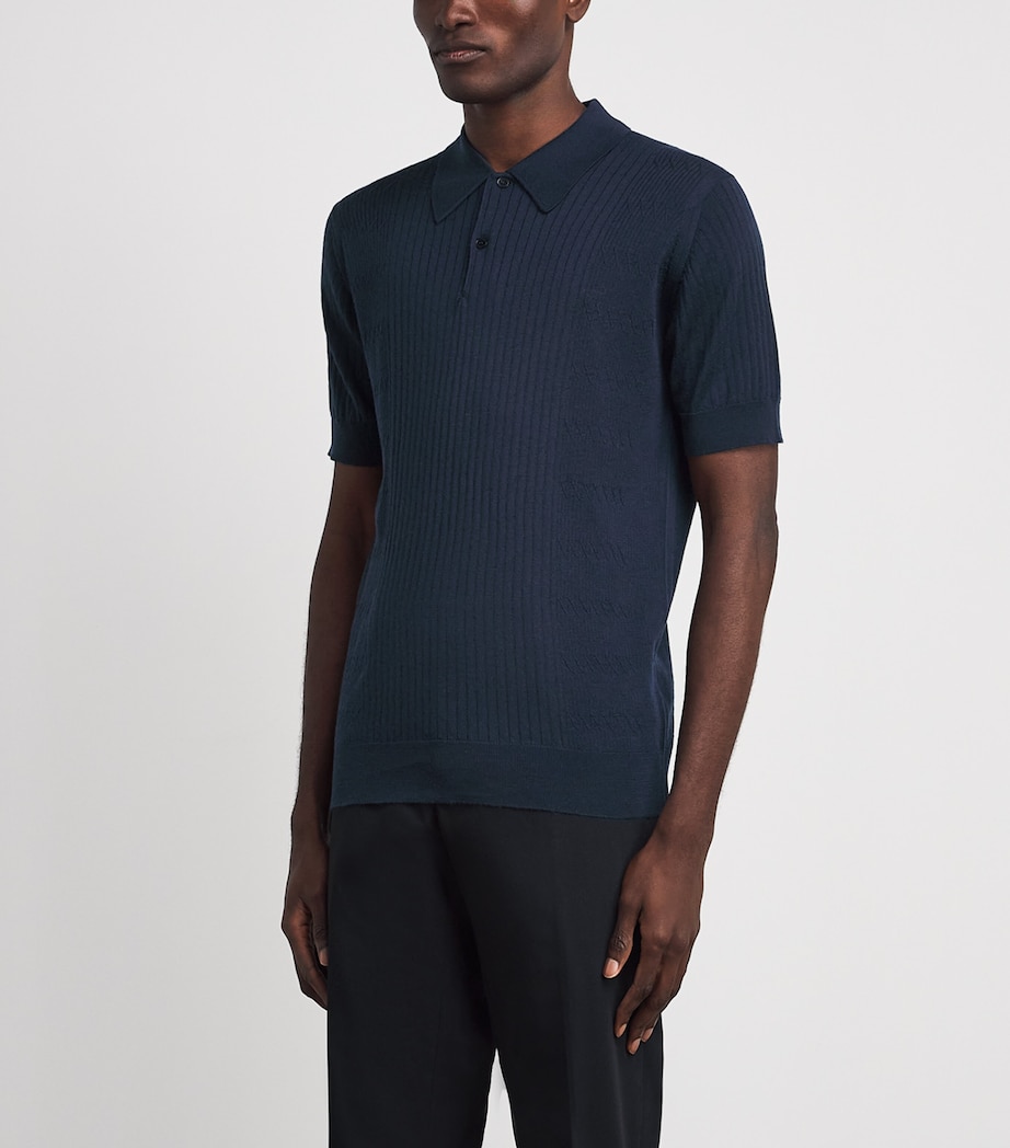 John Smedley Mens Extra Fine Merino Wool Croall Polo Shirt Midnight Image 4