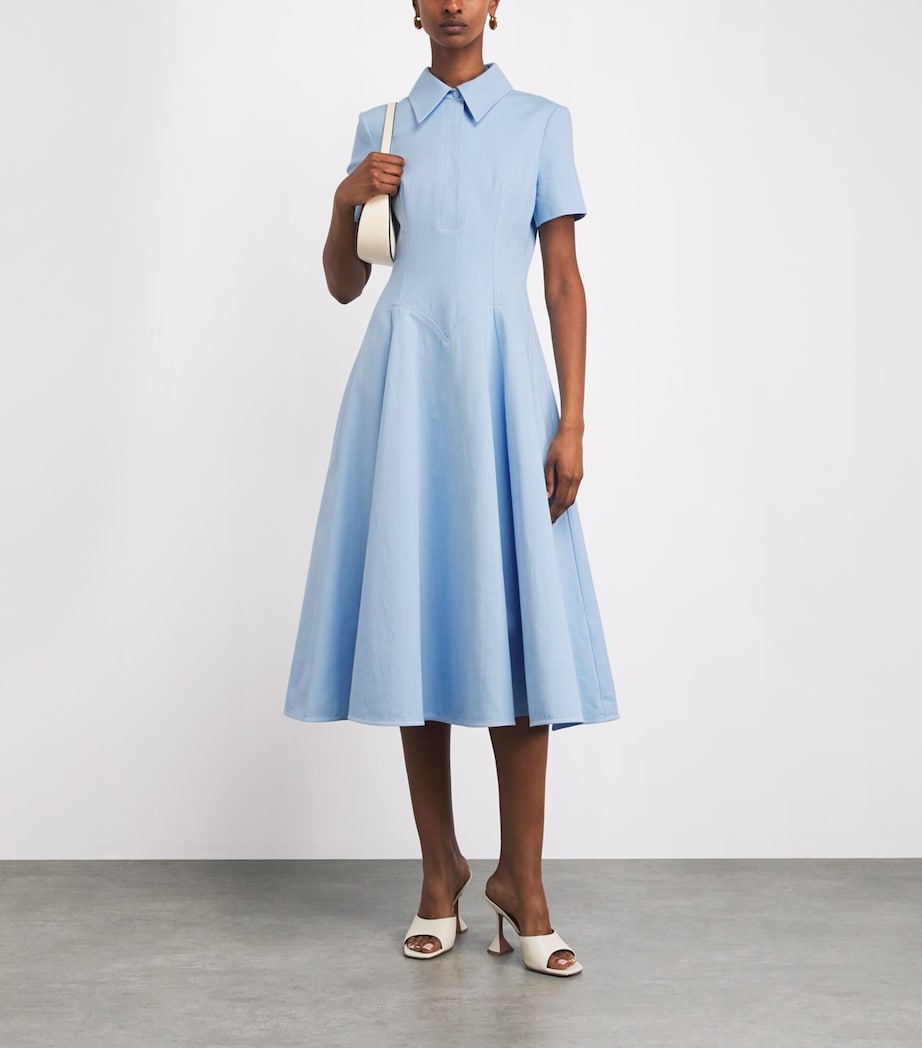 Emilia Wickstead Womens Denim Jody Midi Dress Icy Blue Image 2