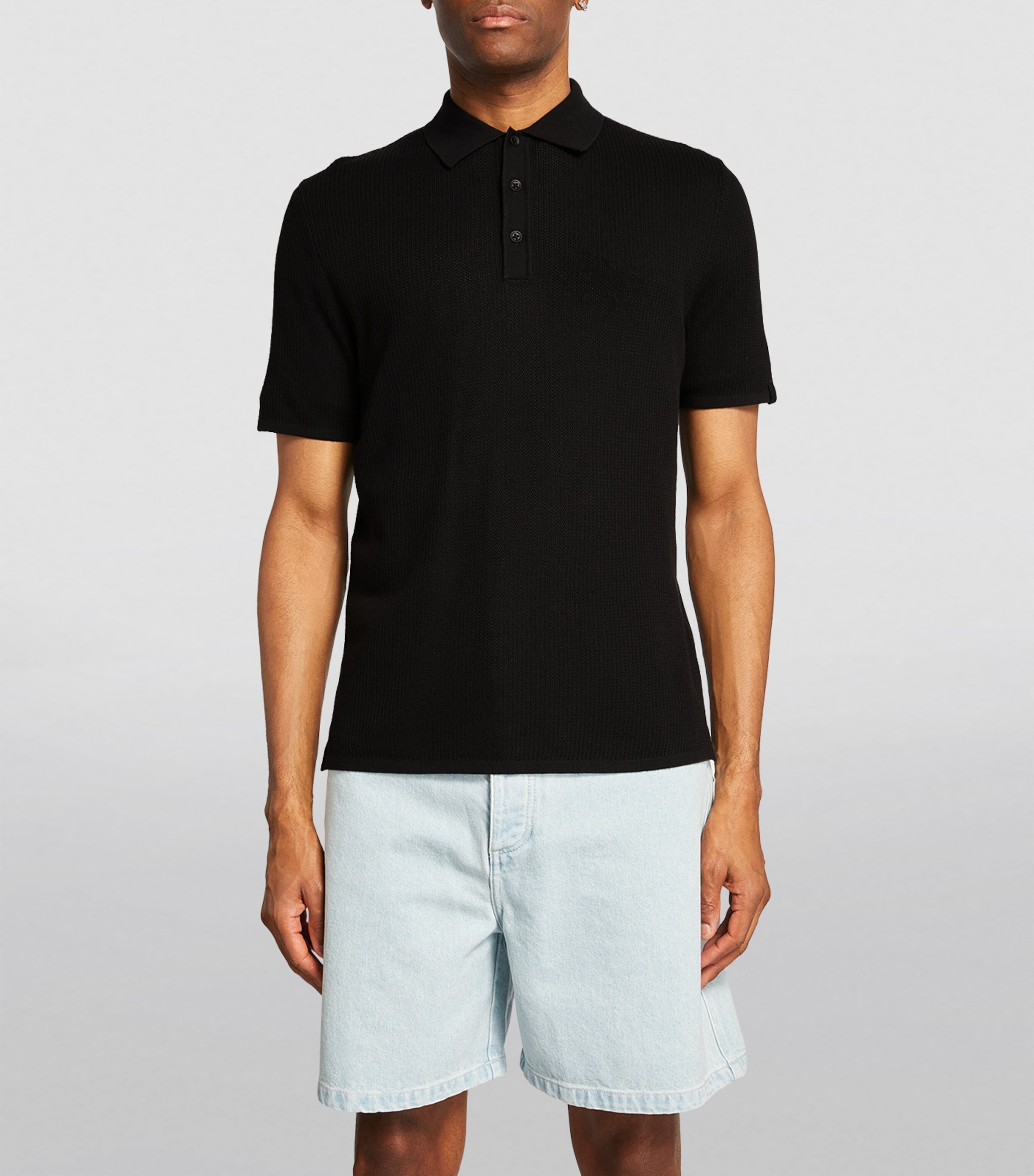 Rag & Bone Mens Mesh Harvey Polo Shirt Blk Image 3
