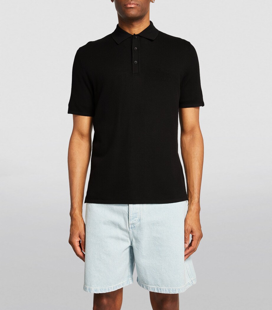 Rag & Bone Mens Mesh Harvey Polo Shirt Blk Image 3