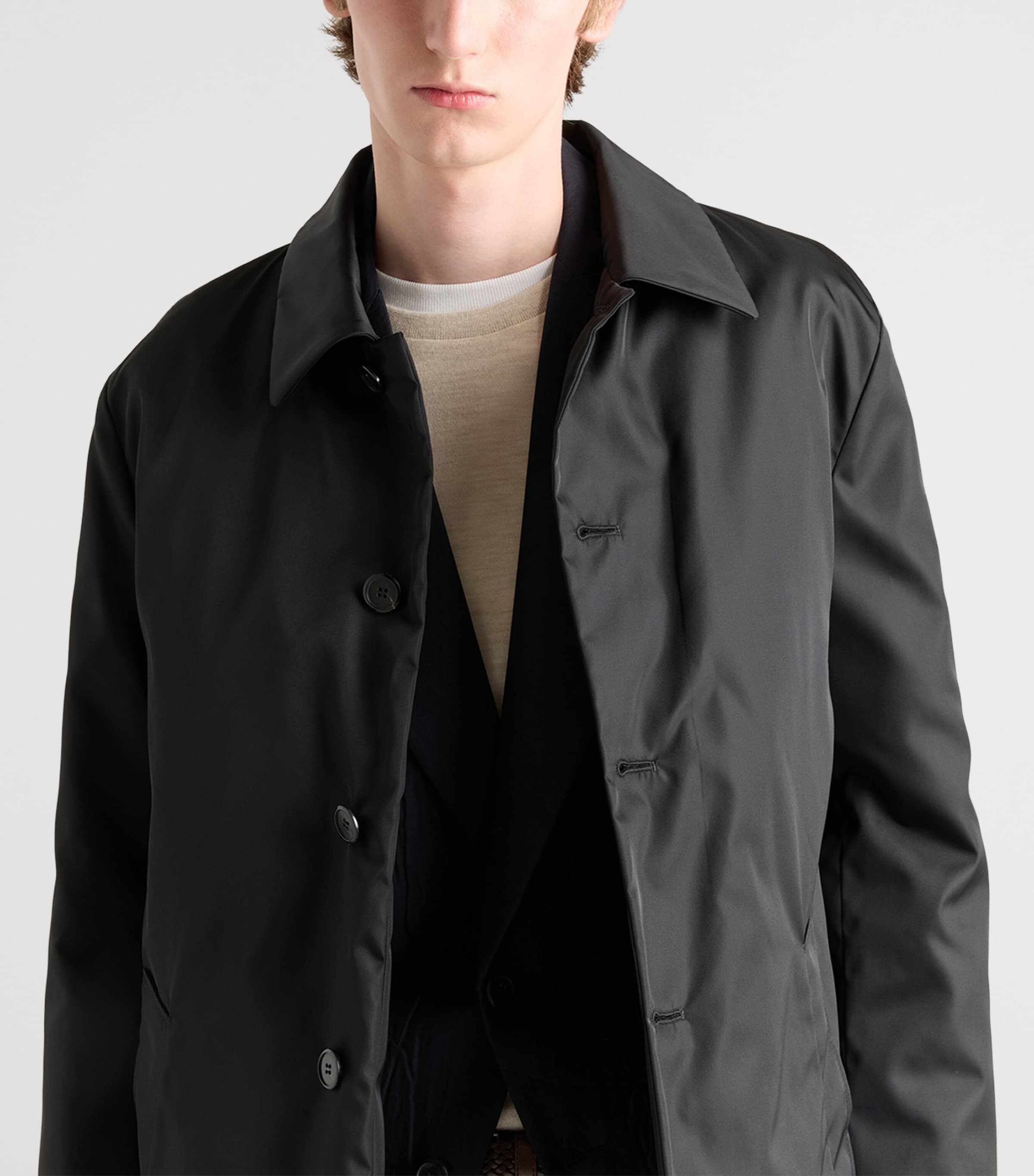 Prada Black Re-Nylon Overcoat | Harrods UK