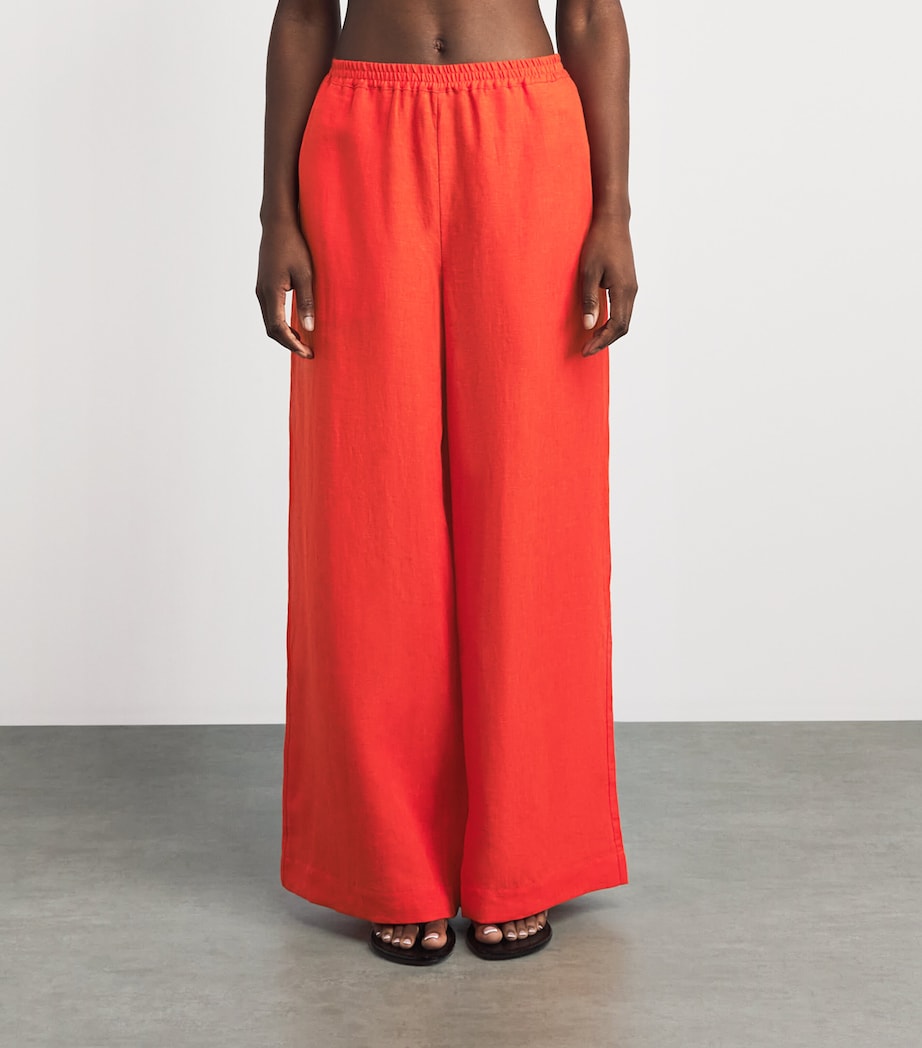 Eres Womens Linen Wide-Leg Trousers Rooibos Image 4