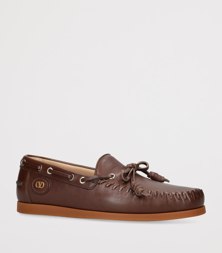 Leather Tassel Boat Shoes BROWN Image 3