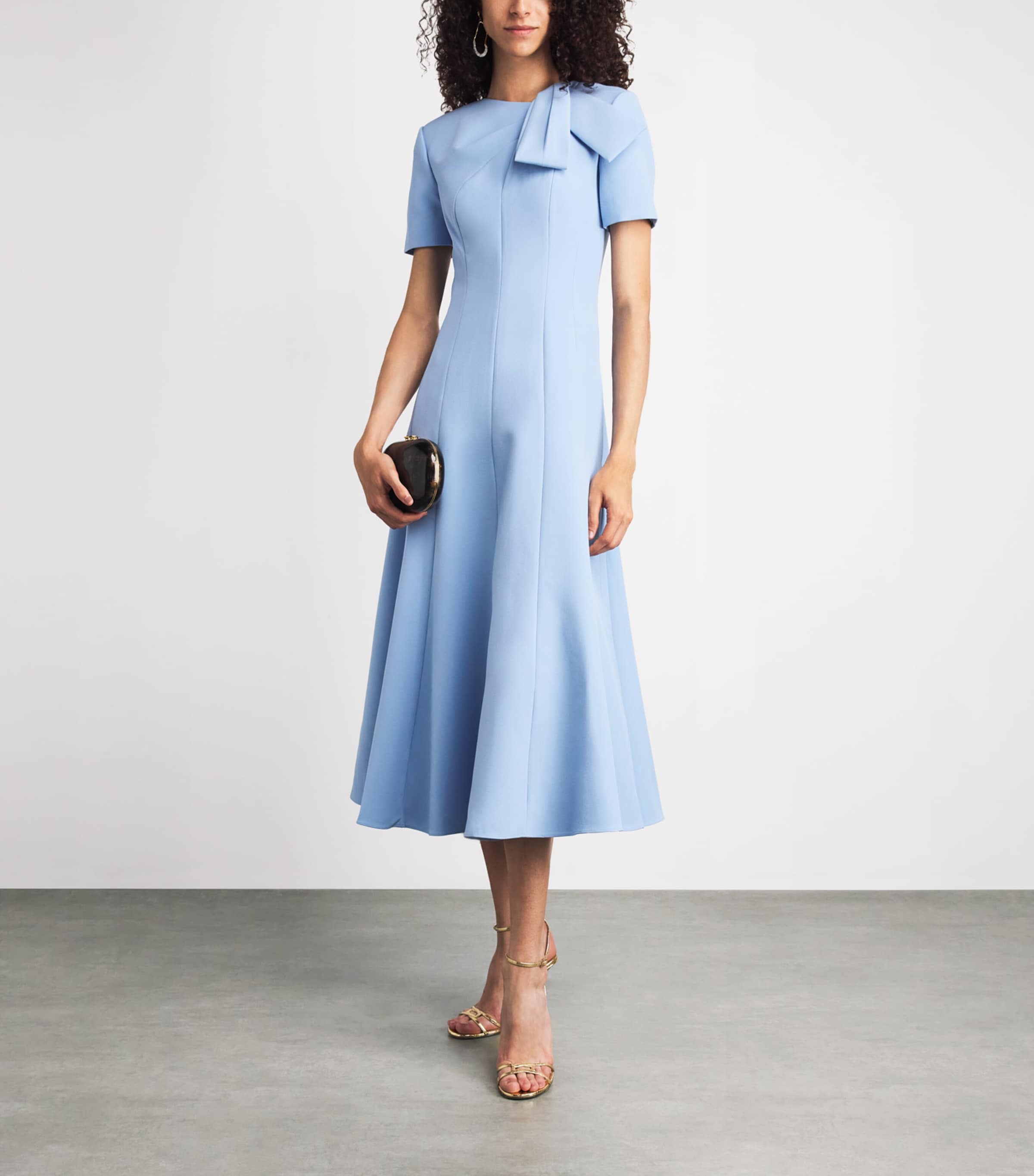 Roland Mouret Womens Crepe Bow-Detail Midi Dress Blue Image 2