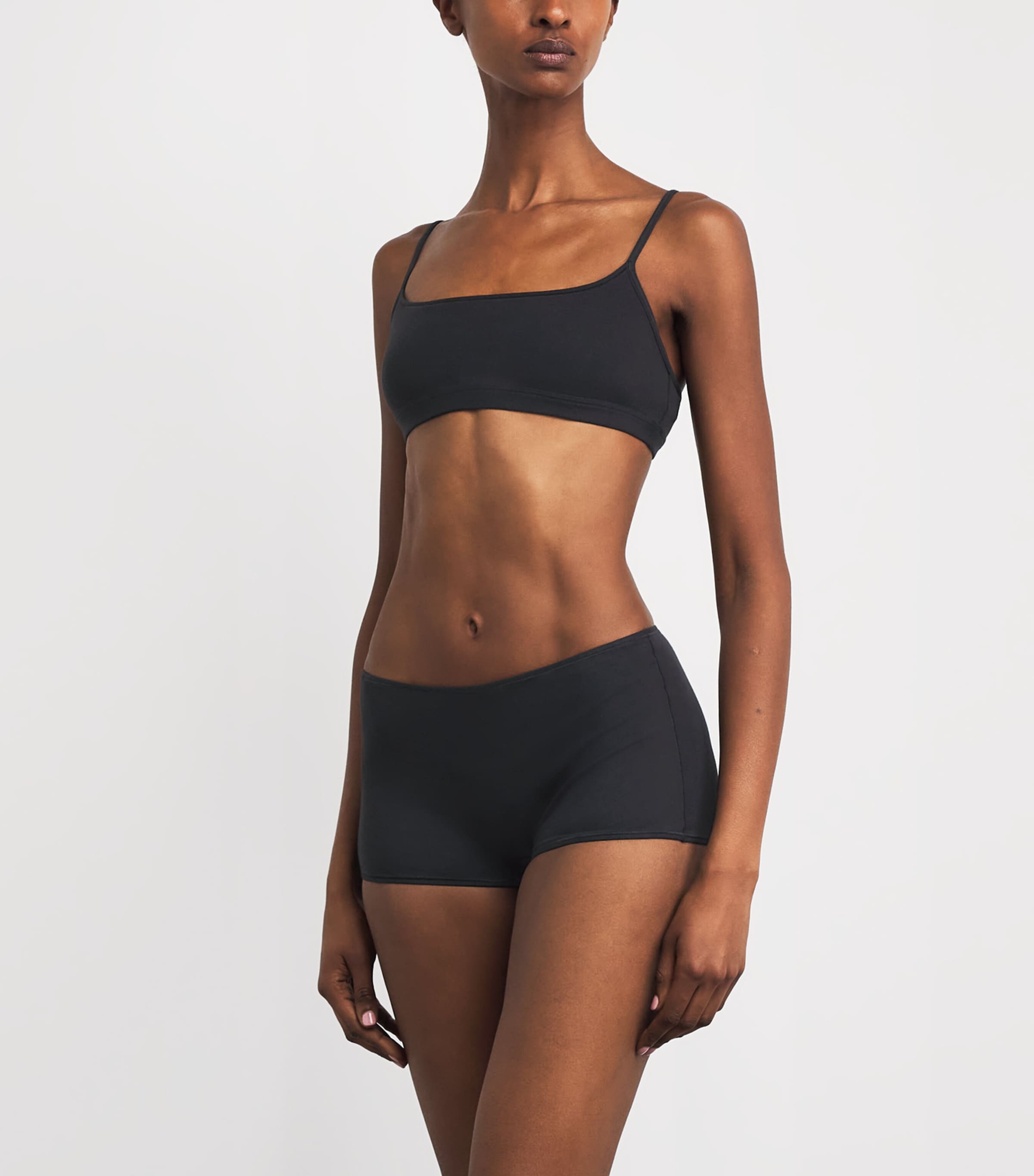 Skims Womens Cotton Everyday Scoop Bralette Onyx Image 2