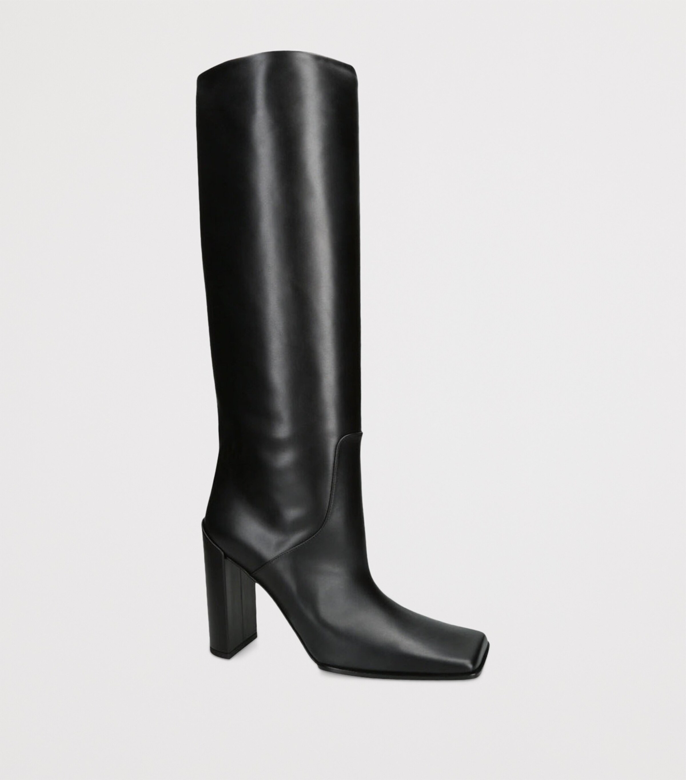 Alaïa Leather Square-Toe Knee-High Boots 90 Black Image 3
