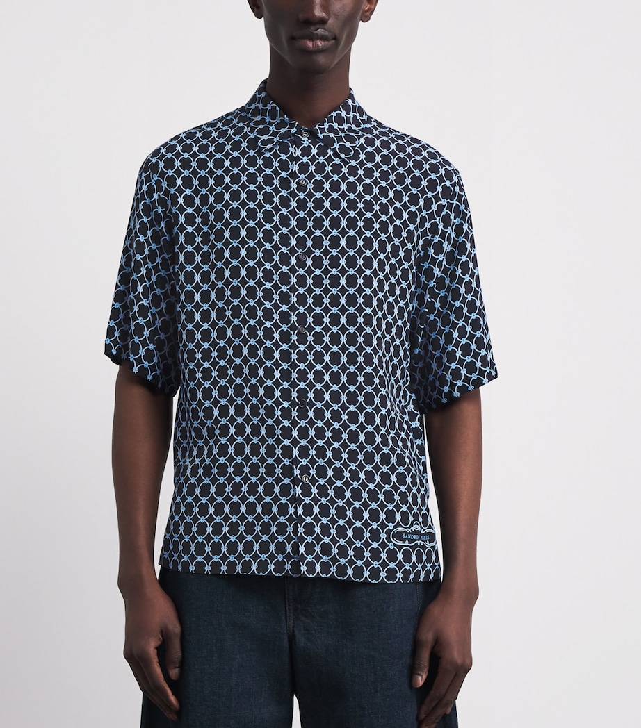Sandro Paris Mens Link-Print Shirt Navy Blue Image 4