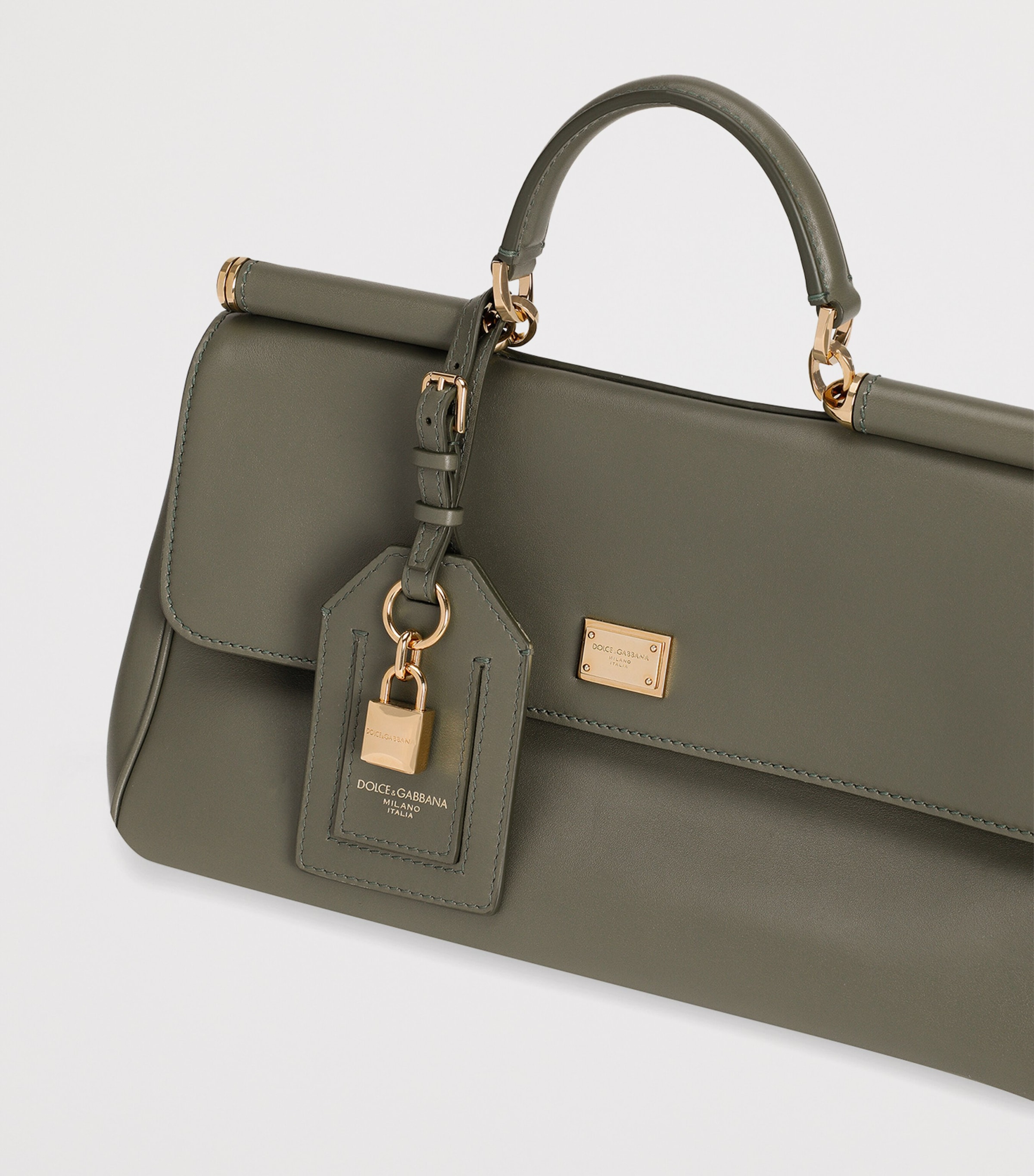 Plongé Calfskin My Sicily Top-Handle Bag 80560-DARK GREE Image 8