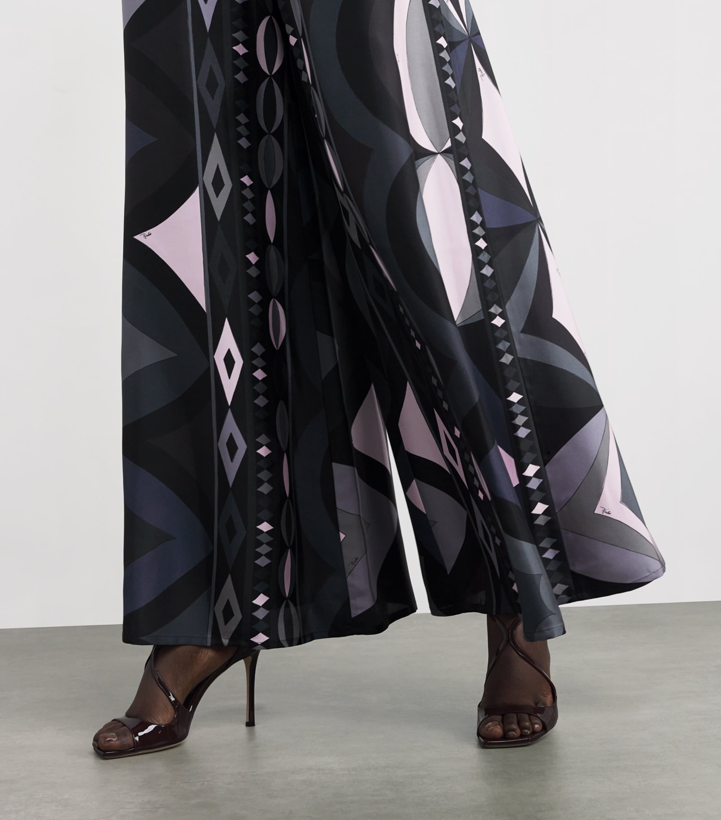 Silk Wide-Leg Trousers 023/BLACK PINK Image 5