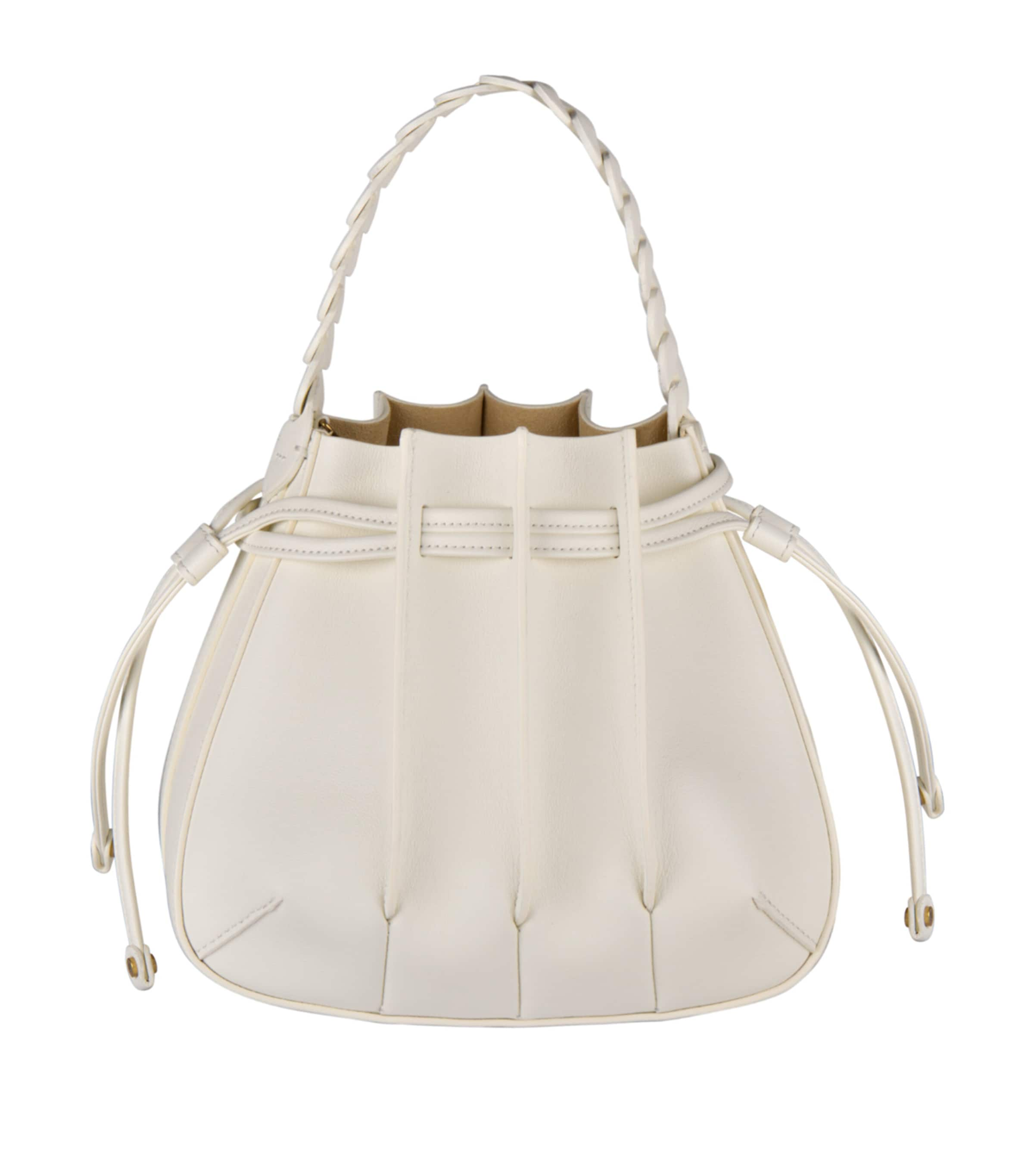 Shop Chopard Mini Leather Gem Bucket Bag In White