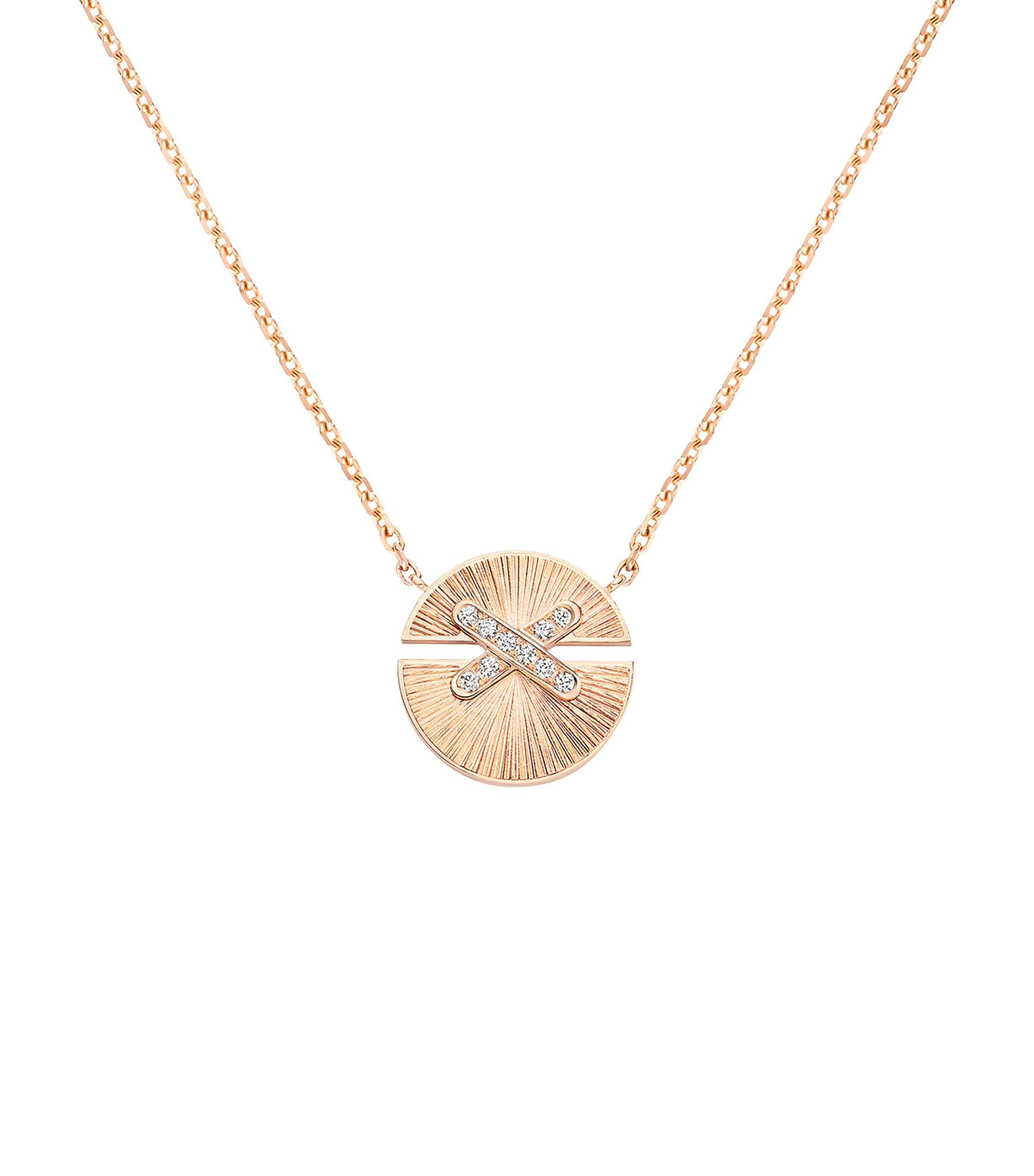 Small Rose Gold and Diamond Jeux de Liens Harmony Pendant Necklace PINK GOLD Image 1