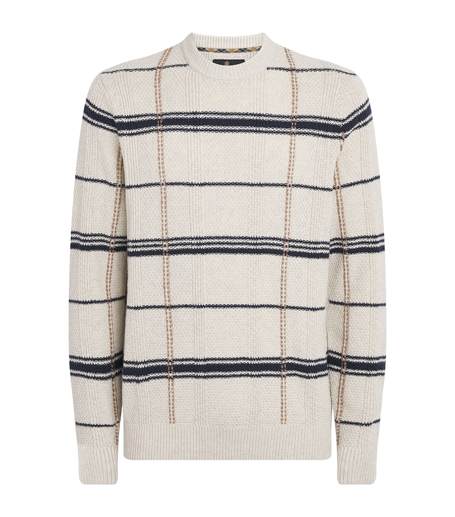 Barbour Mens Cotton-Wool Cable-Knit Fasey Sweater Whisper White Image 1