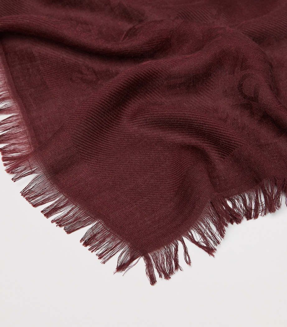 Weekend Max Mara Modal-Cashmere Logo Scarf Bordeaux Image 3