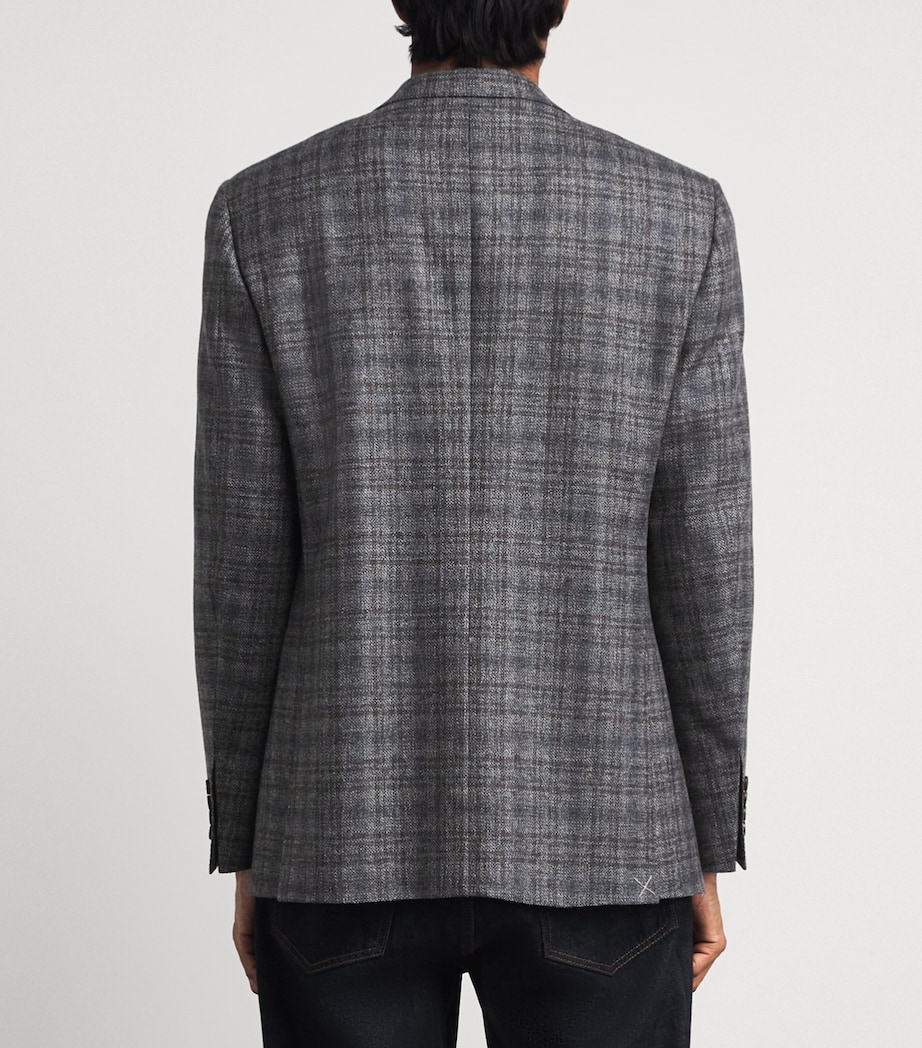Canali Mens Wool Check Blazer Multi Image 5