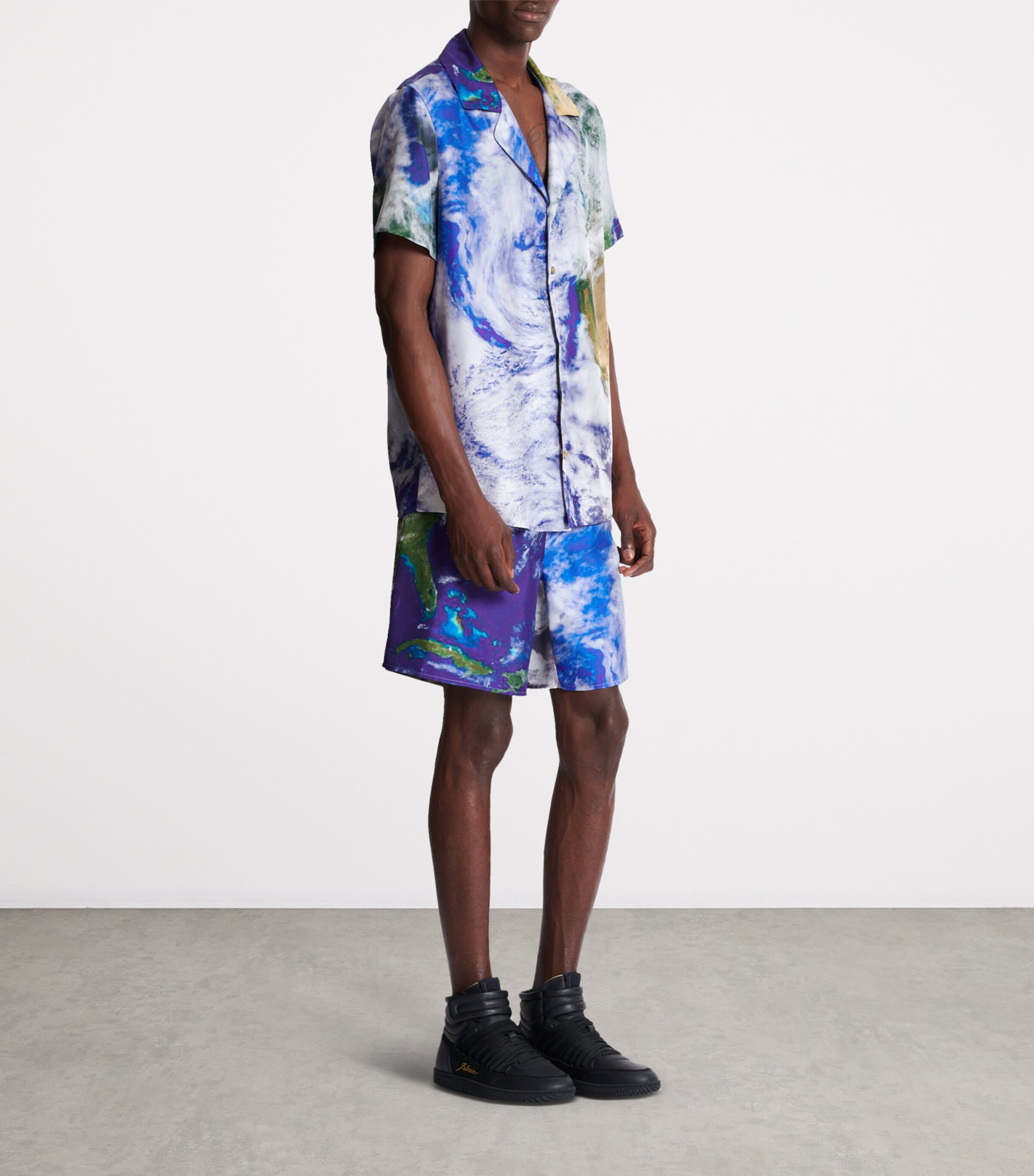 Balmain Mens Silk Earth Print Shirt Aaa Multicolore Image 6