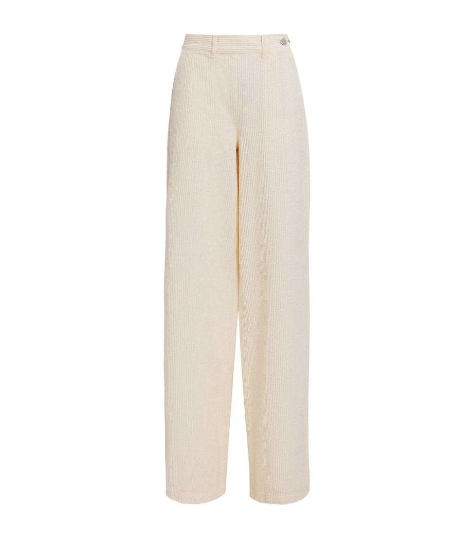 Corduroy Wide-Leg Trousers CREAM Image 1