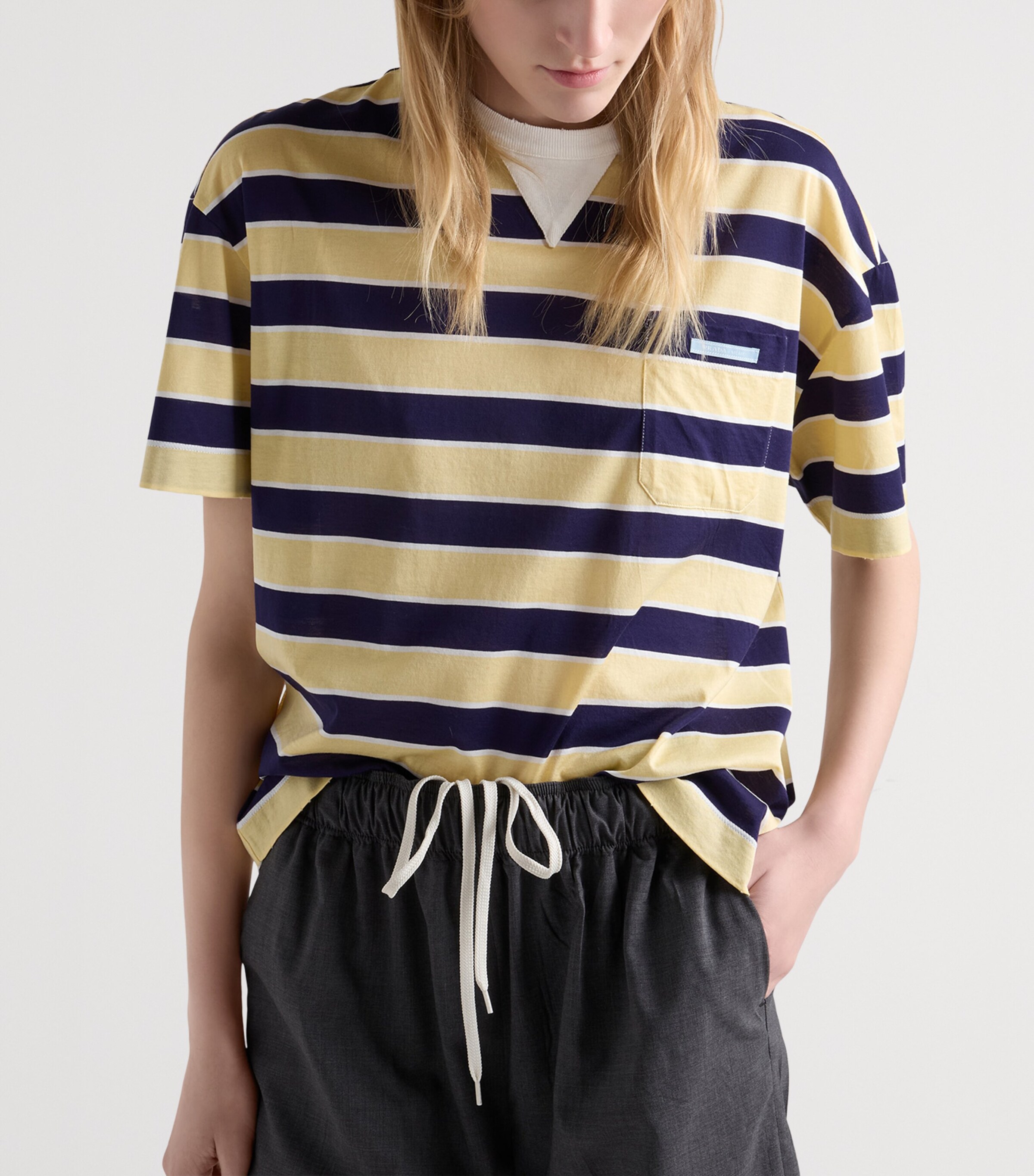 Prada Womens Cotton Stripe Lisle T-shirt Image 3