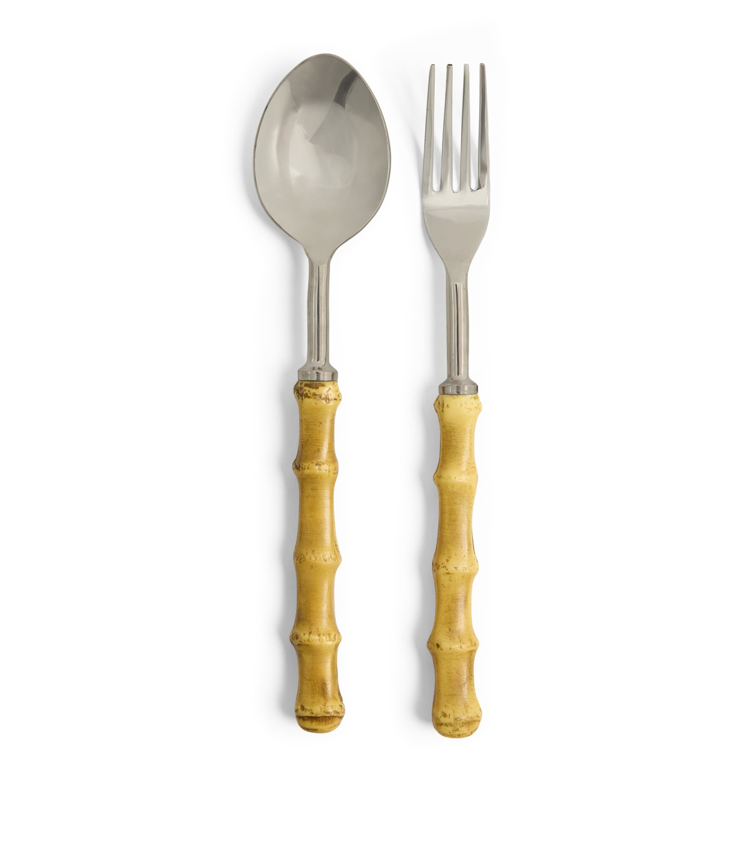 Les-ottomans Bamboo Serving Set In Yellow