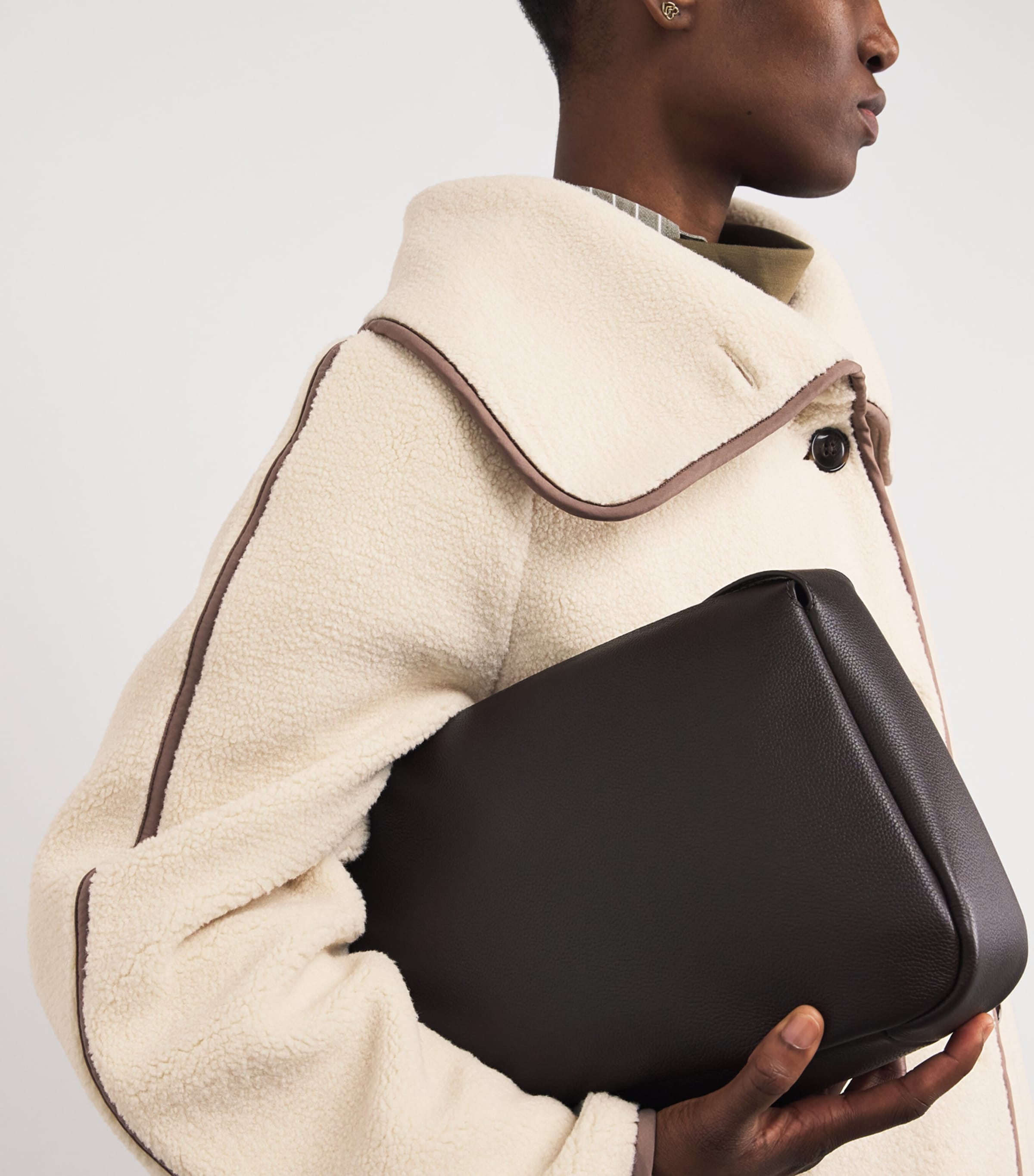 Bonded-Fleece Clemence Cape Coat SANDSHELL Image 6