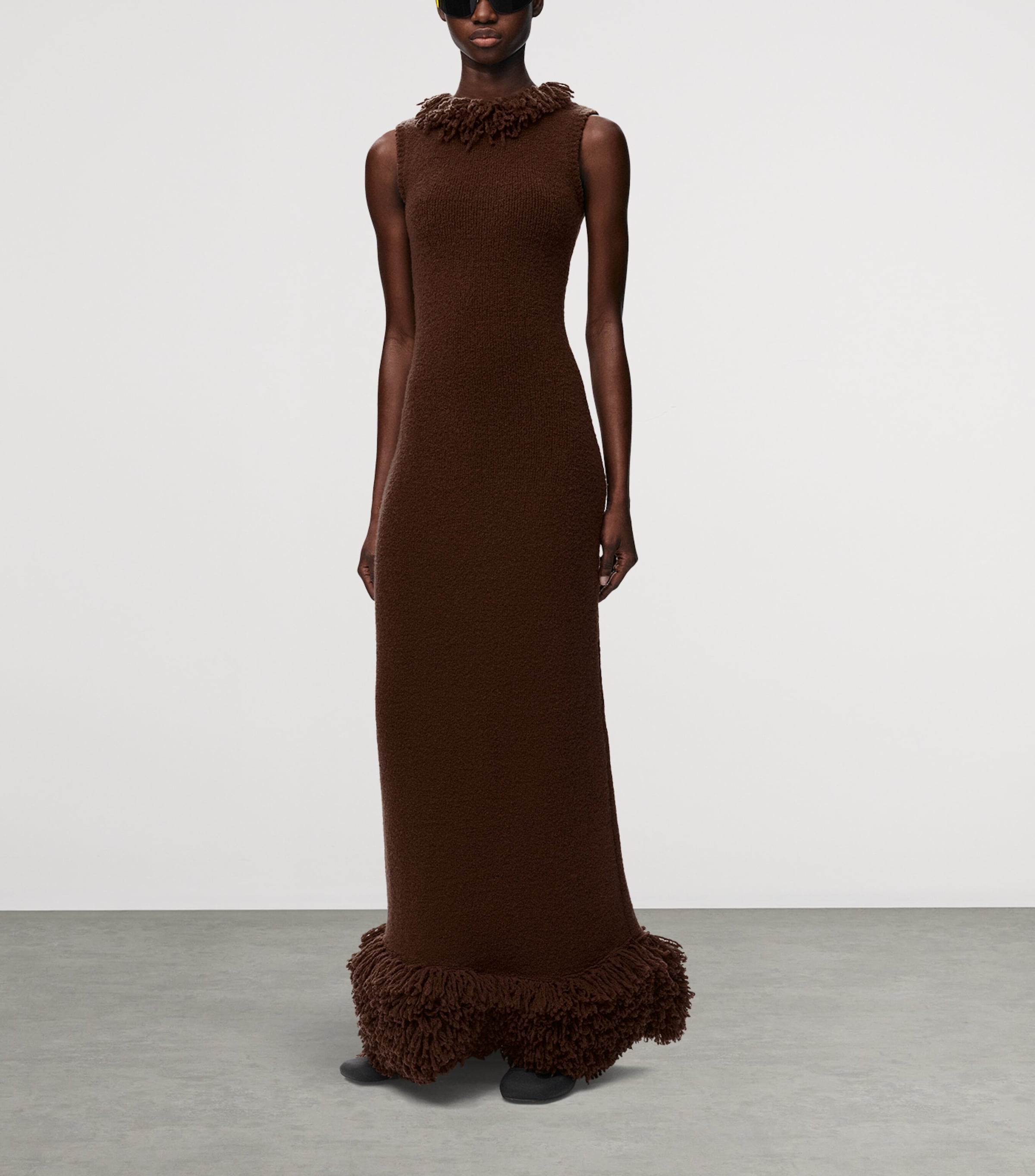 LOEWE Womens Wool-Blend Mini Dress Brown Image 2