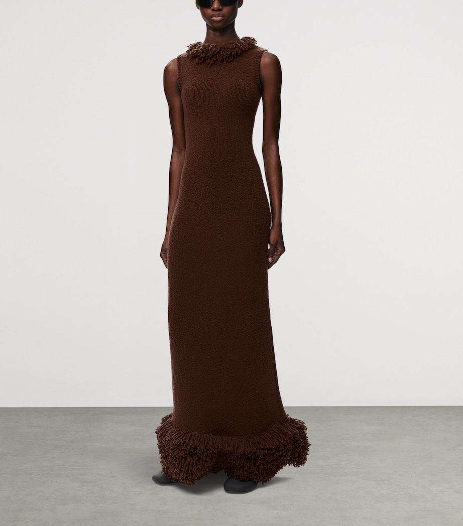 LOEWE Womens Wool-Blend Mini Dress Brown Image 2