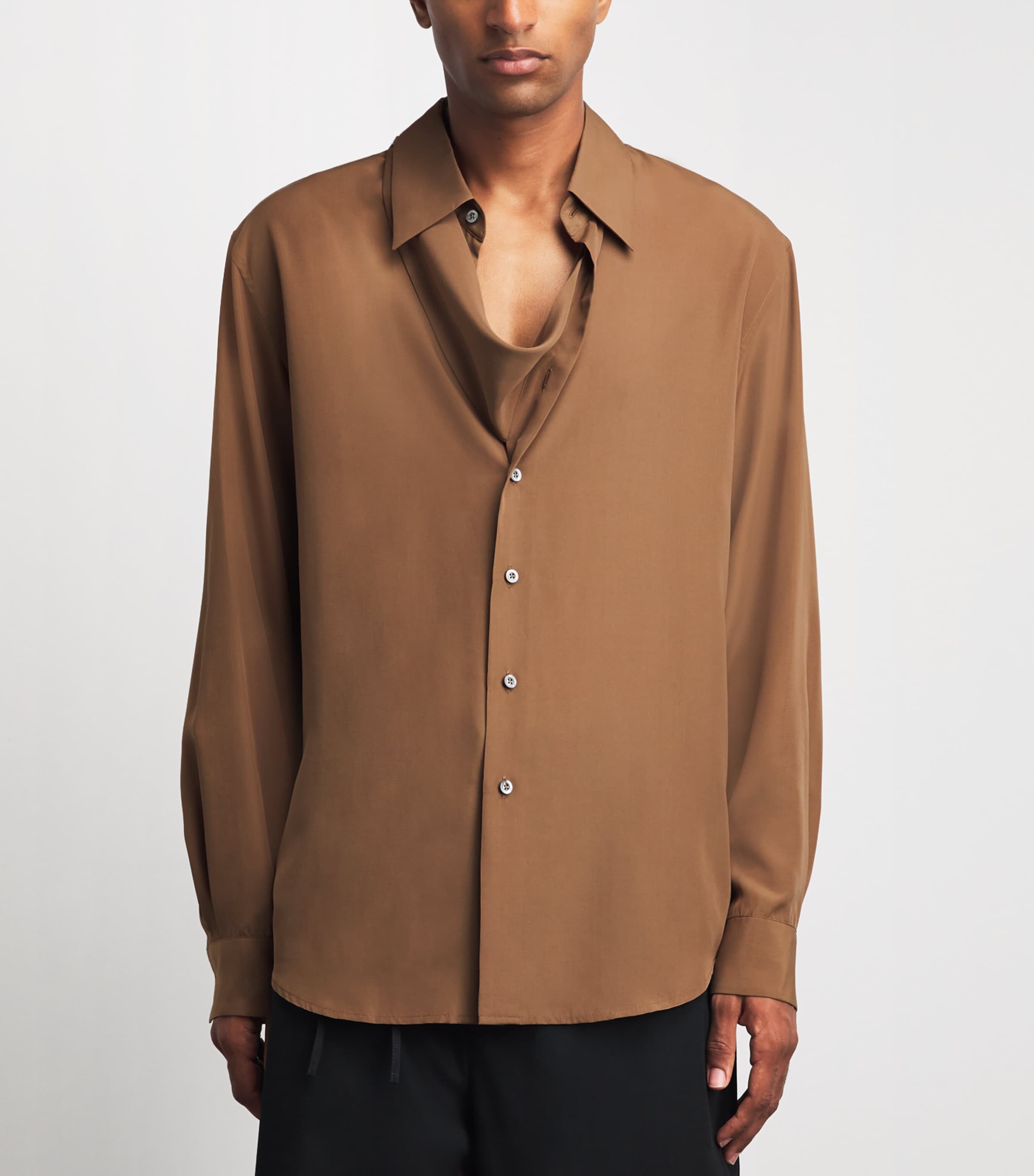 System Mens Triangular Panel Shirt Camel Image 4