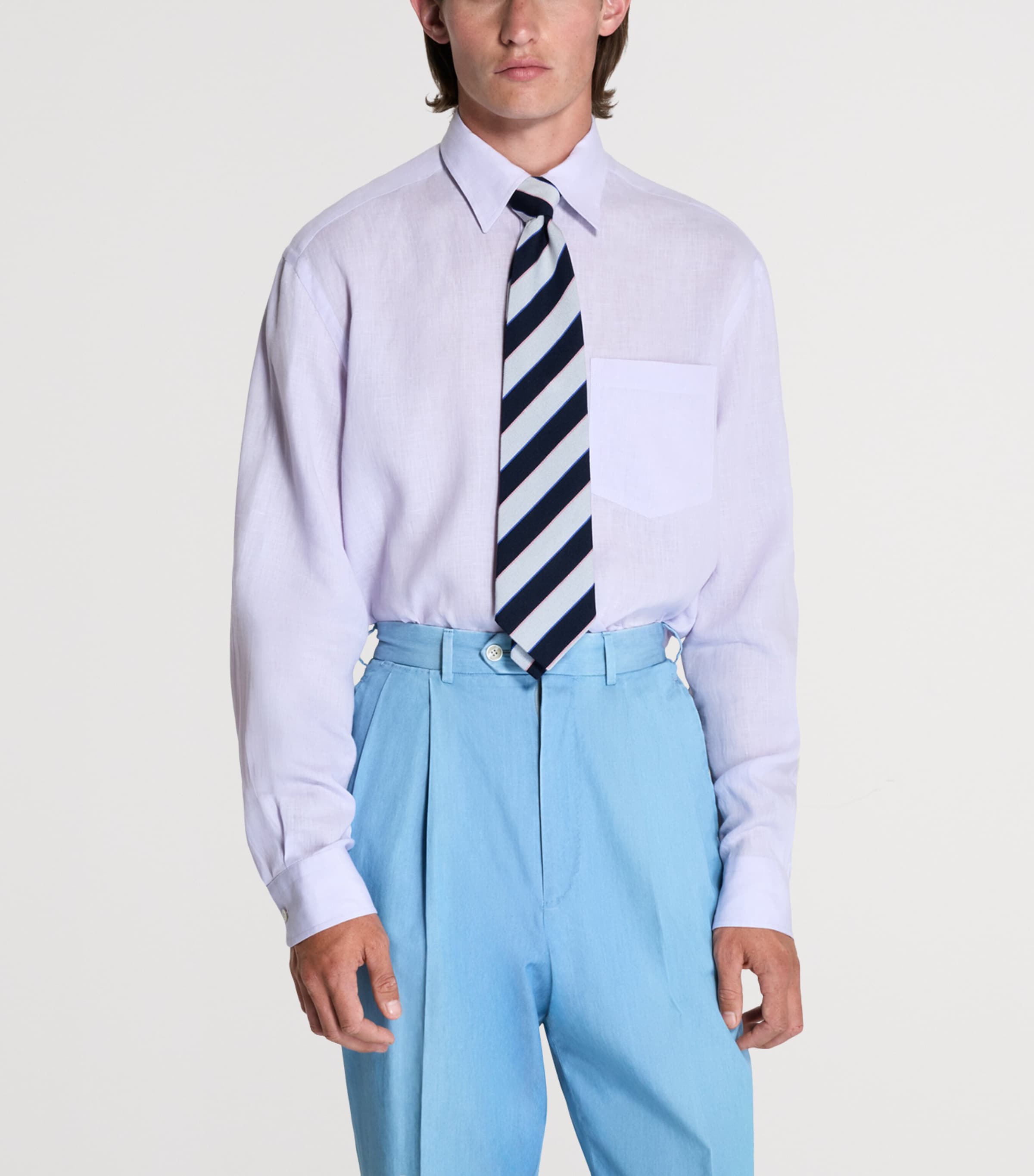 Dunhill Mens Linen Button-Up Shirt Image 4