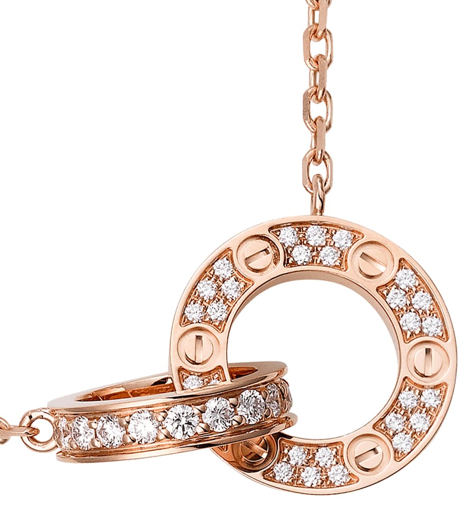 Rose Gold and Diamond Interlocking LOVE Necklace ROSE GOLD Image 3