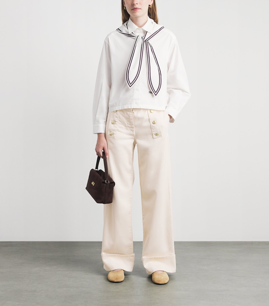 Claudie Pierlot Womens Sailor Wide-Leg Jeans Light Beige Denim Image 2