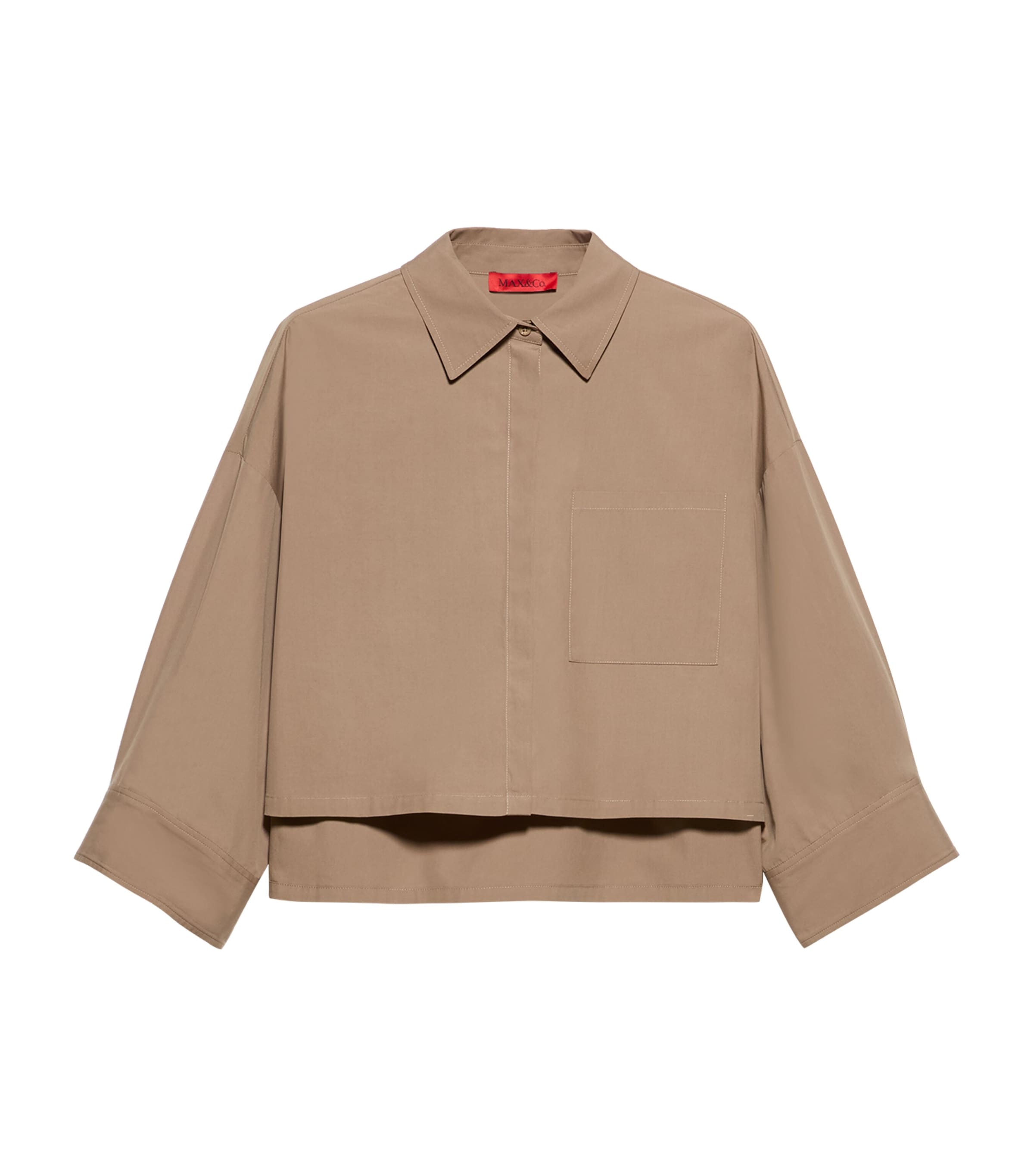 MAX&Co. Womens Cotton Cropped Shirt Turtledove Image 1