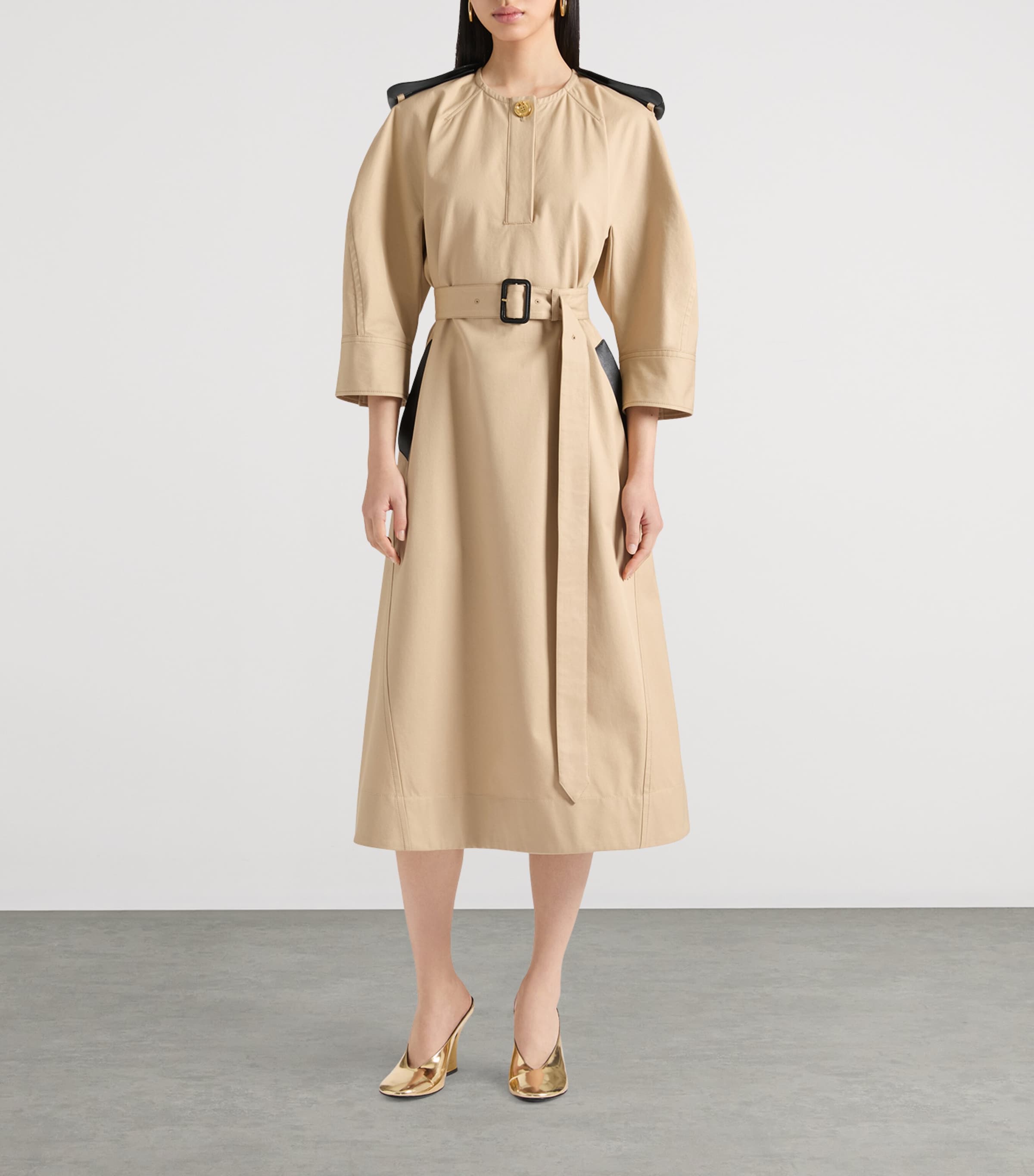 Cotton Cocoon Midi Dress BEIGE Image 2