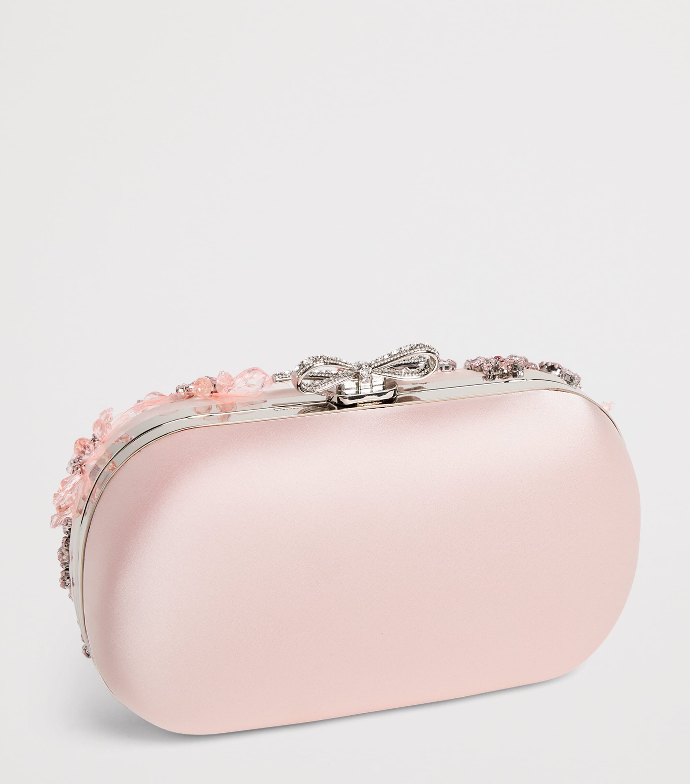 Satin Crystal-Embellished Clutch Bag PINK Image 3