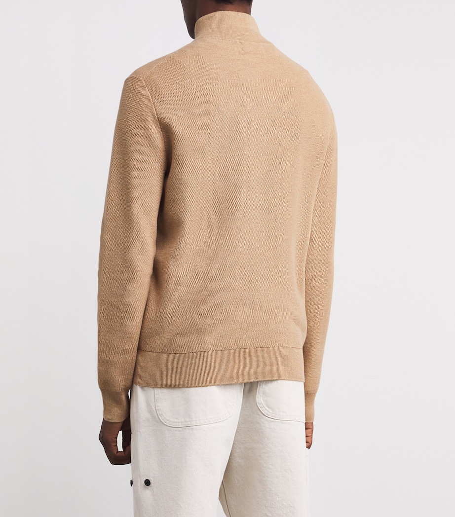 Cotton Quarter-Zip Sweater BROWN Image 4