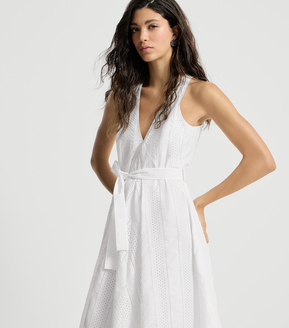 Brunello Cucinelli Womens Techno Cotton Broderie Anglaise Maxi Dress Image 4