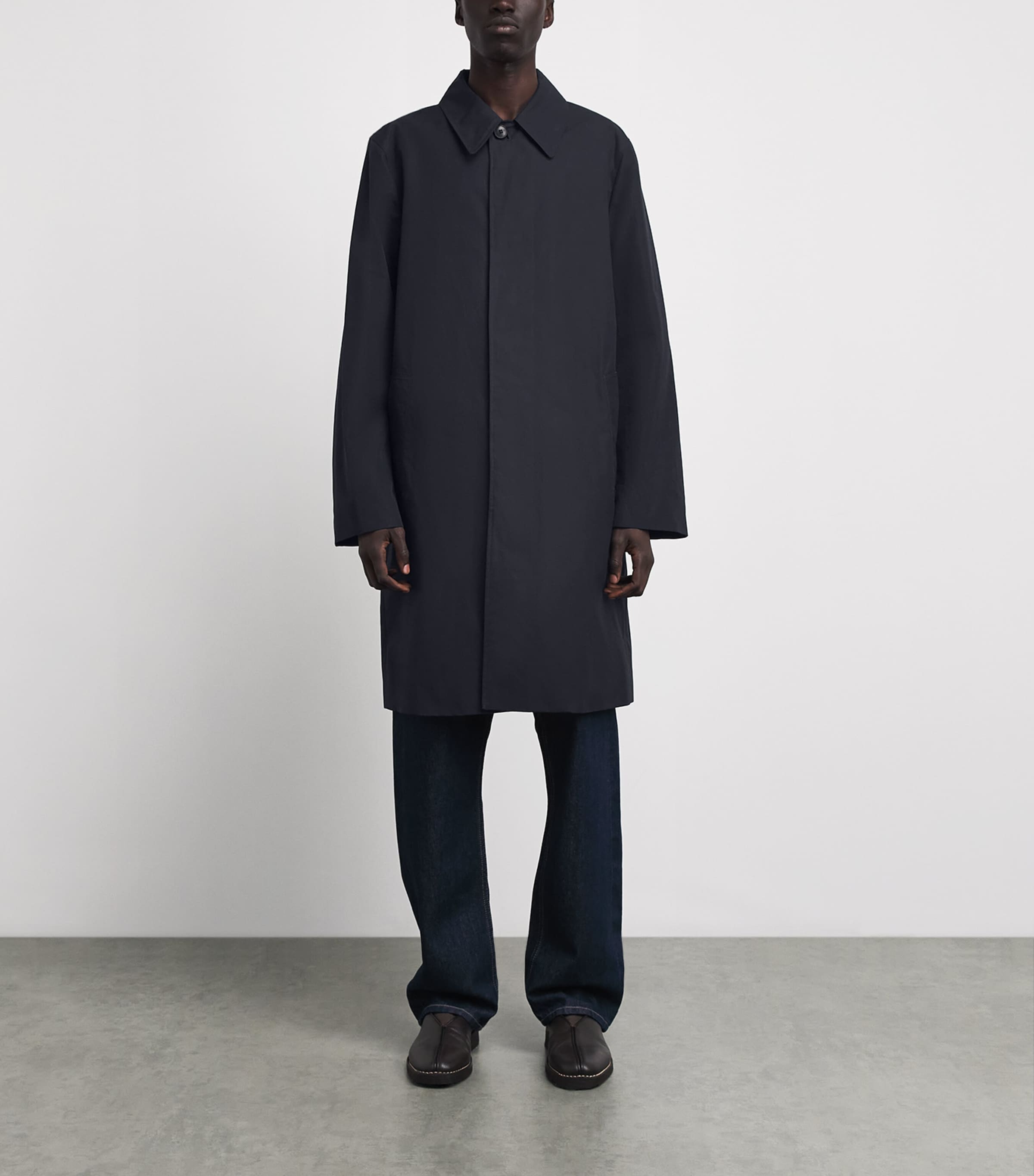 Sunspel Mens Cotton Ventile Overcoat Dark Navy Image 4