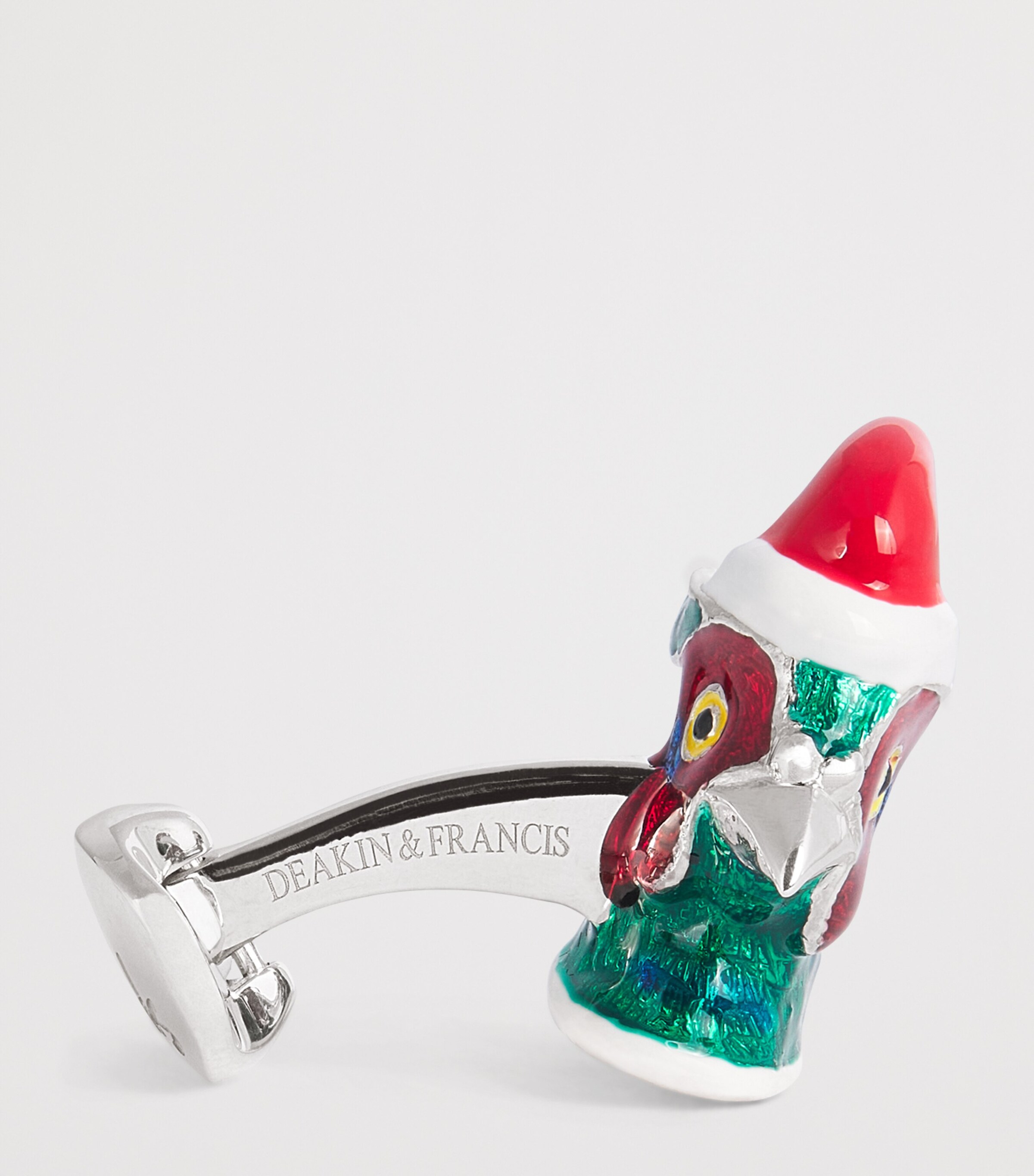 Deakin & Francis Sterling Silver Christmas Pheasant Cufflinks Green Image 4