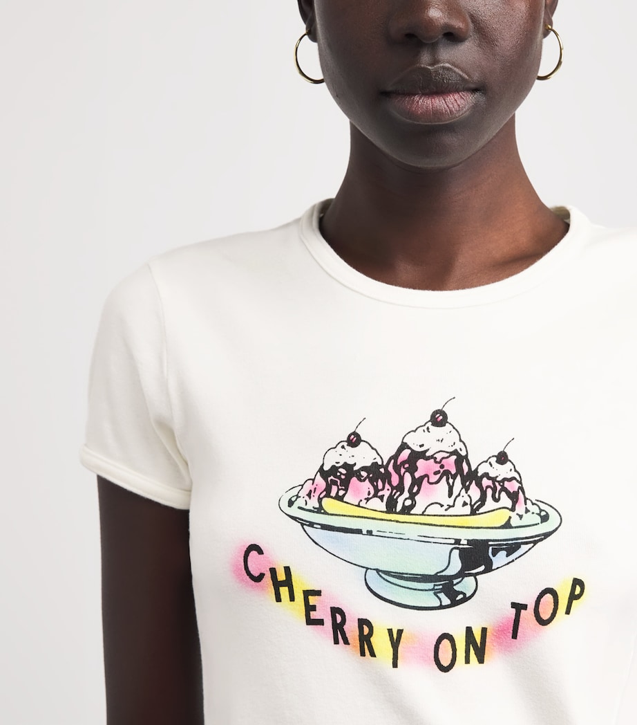 MOTHER Womens Printed The Itty Bitty Ringer T-Shirt Top Cherry On T Image 3