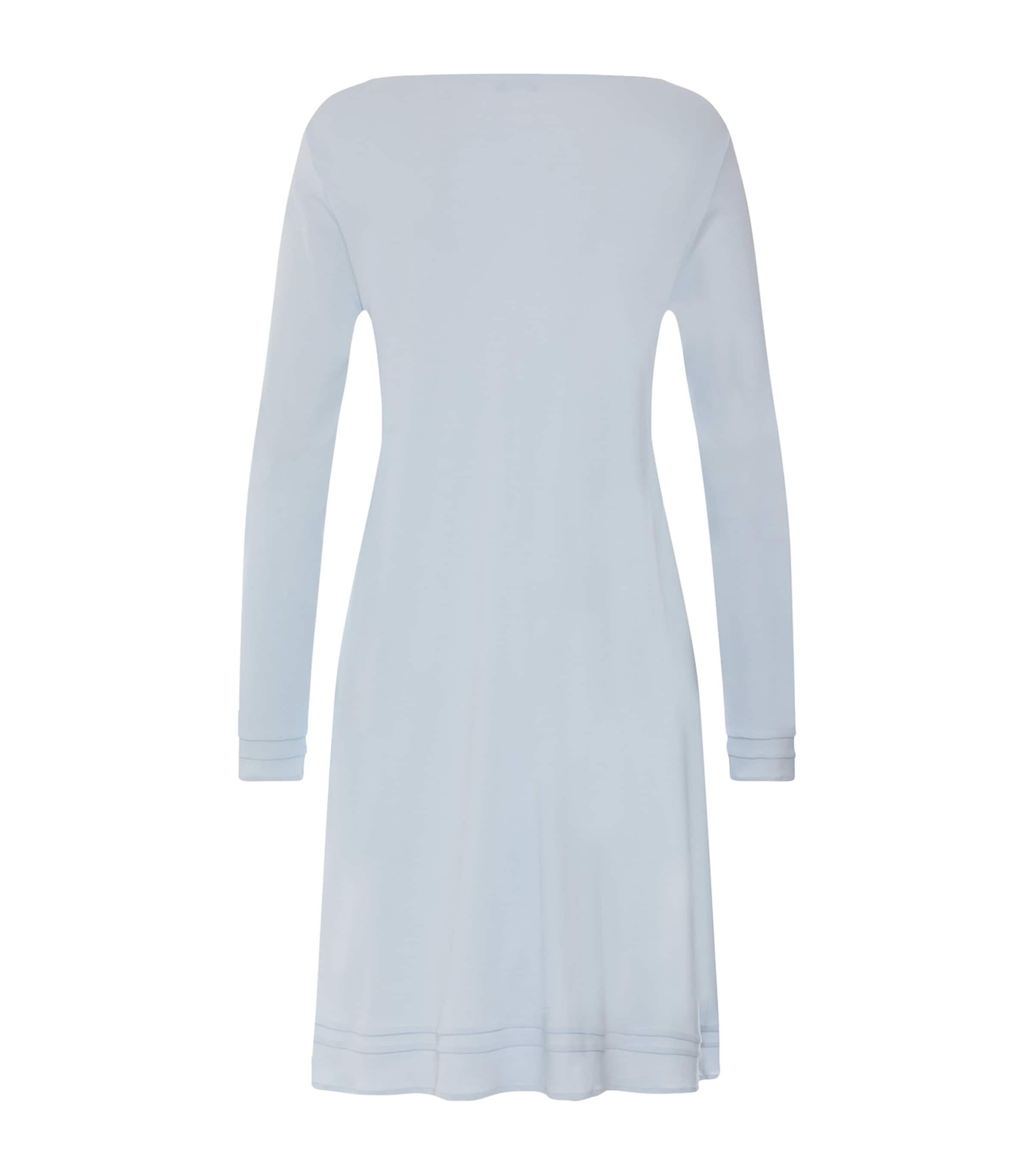 Hanro Womens Cotton Long-Sleeve Nightdress Pastel Sky Image 3