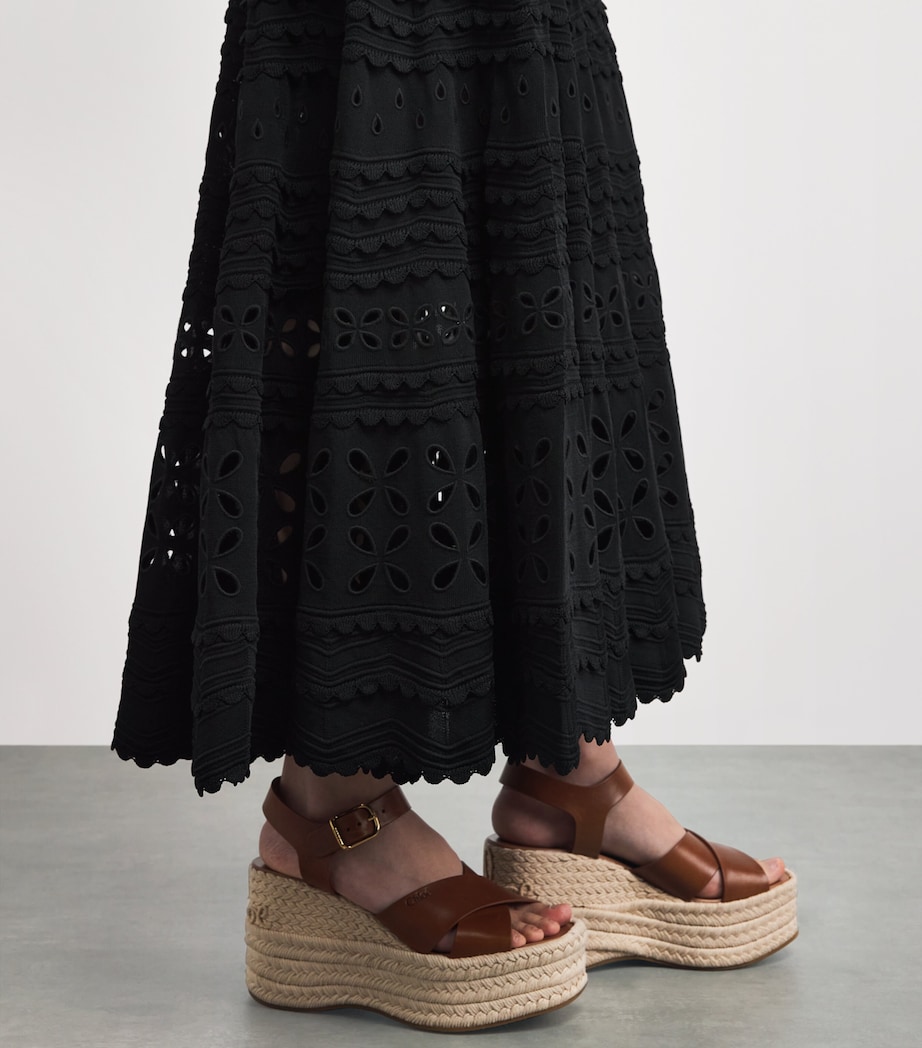 Ulla Johnson Womens Eyelet-Knit Annisa Midi Skirt Noir Image 3