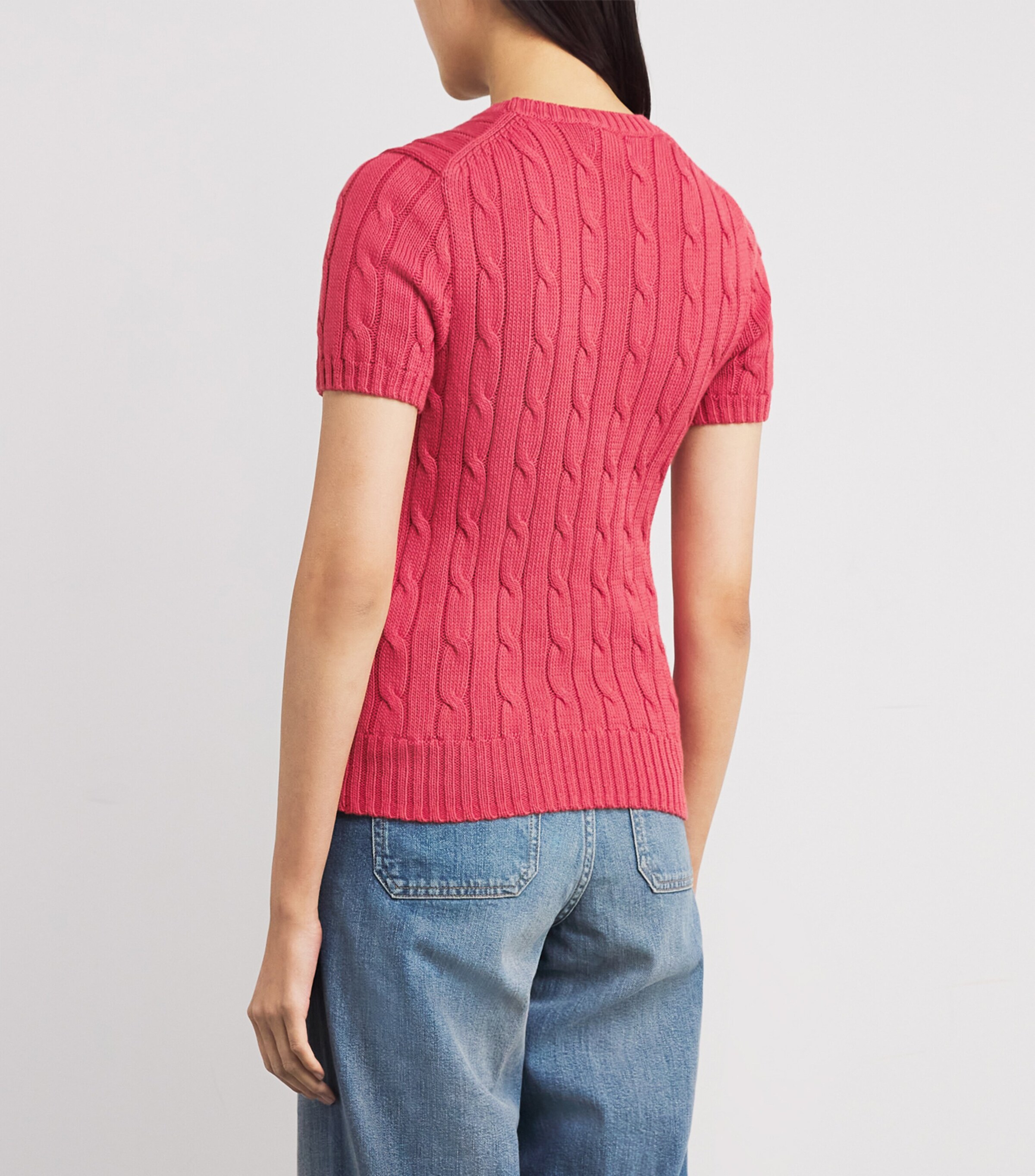 Cotton Cable-Knit Sweater NANTUCKET RED Image 4