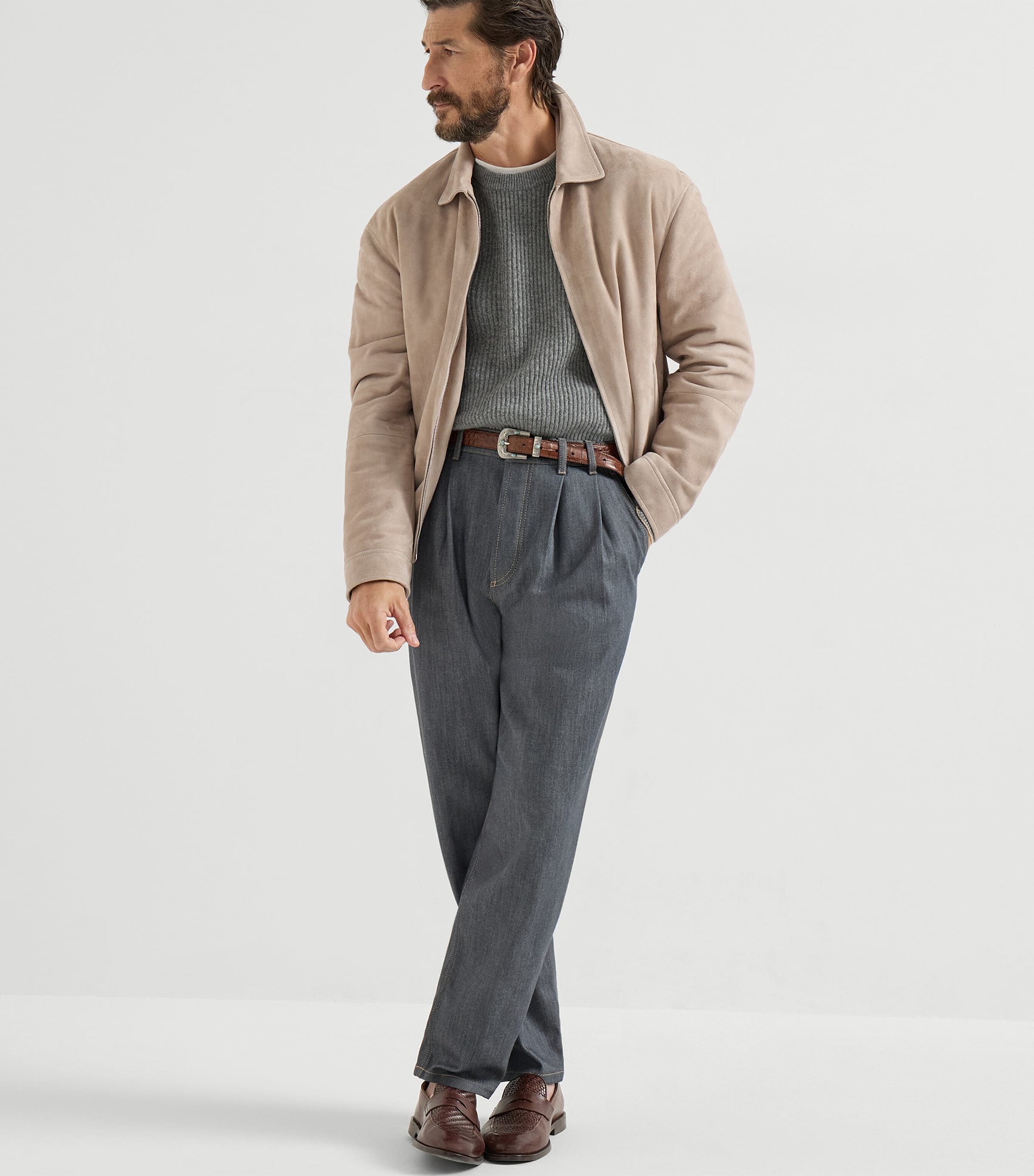 Suede Two-Way Zip Jacket CZT85 Image 2