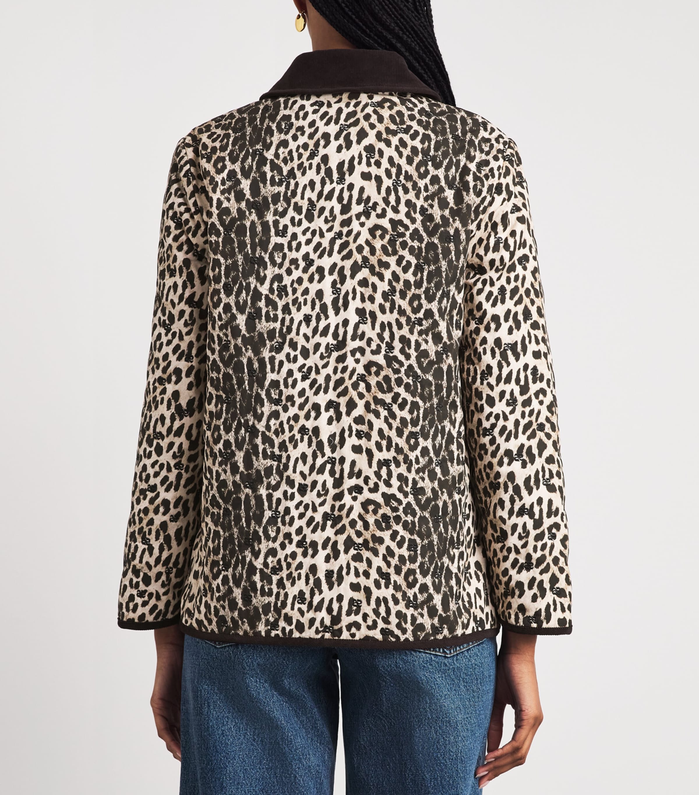 Rixo Womens Cotton Leopard Earla Quilted Jacket Nina Leopard Mocha Image 5
