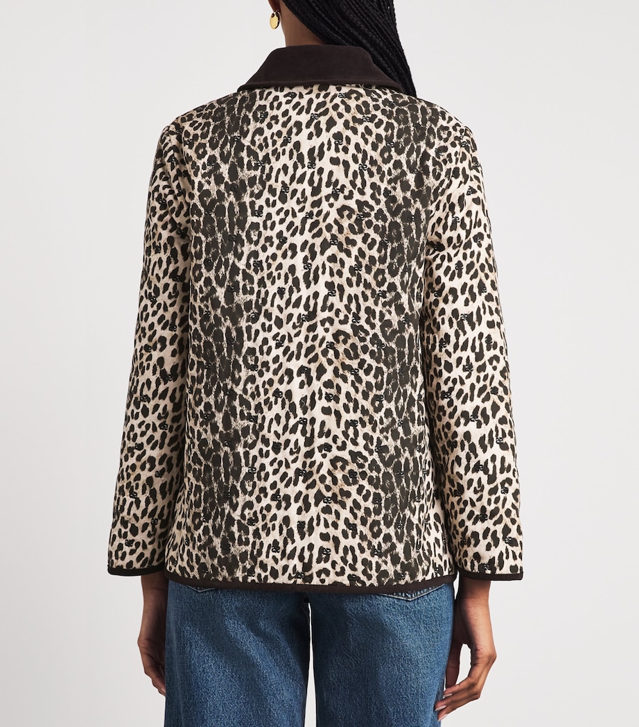 Rixo Womens Cotton Leopard Earla Quilted Jacket Nina Leopard Mocha Image 5