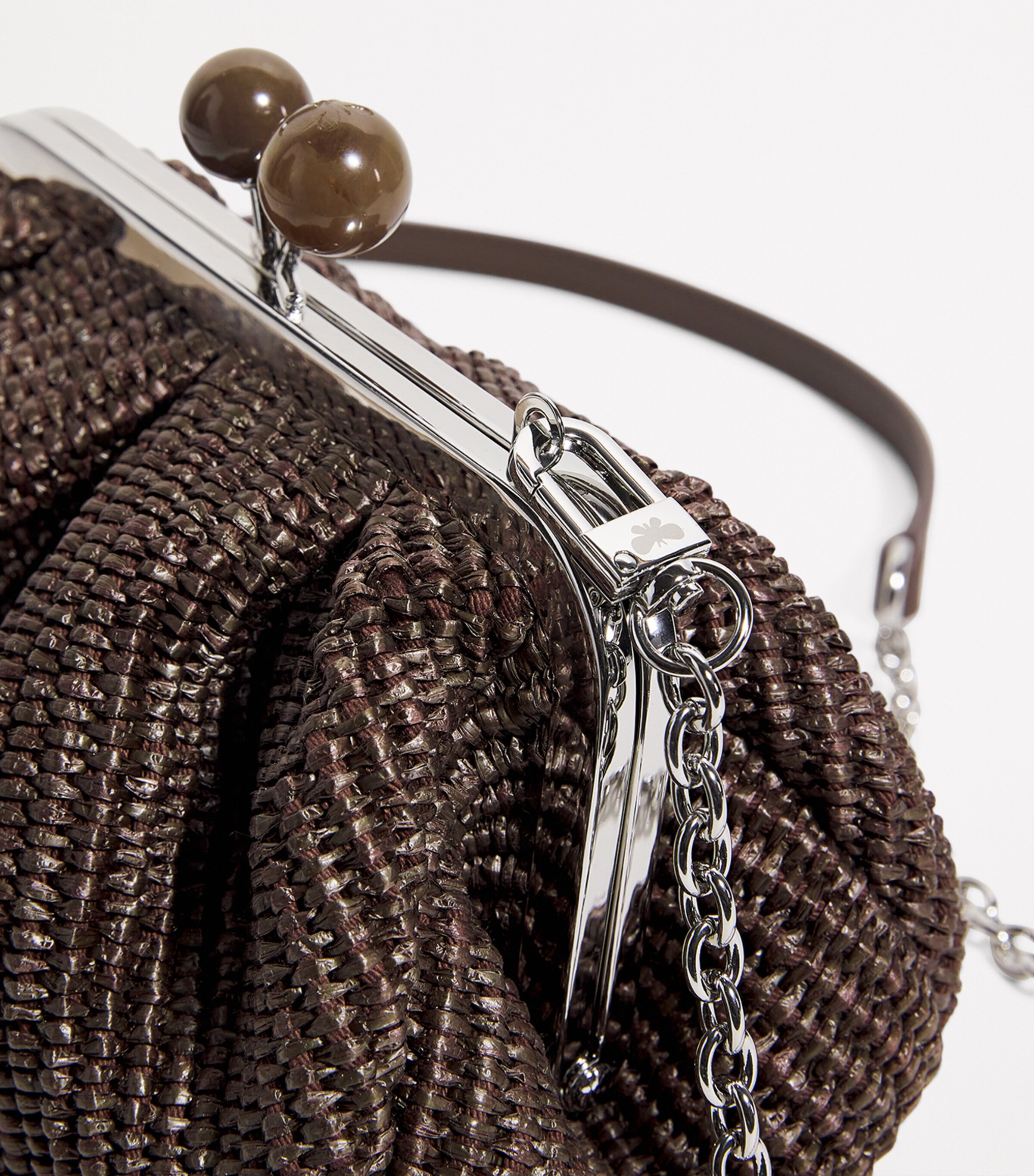 Small Raffia-Effect Pasticcino Bag DARK BOWN Image 6