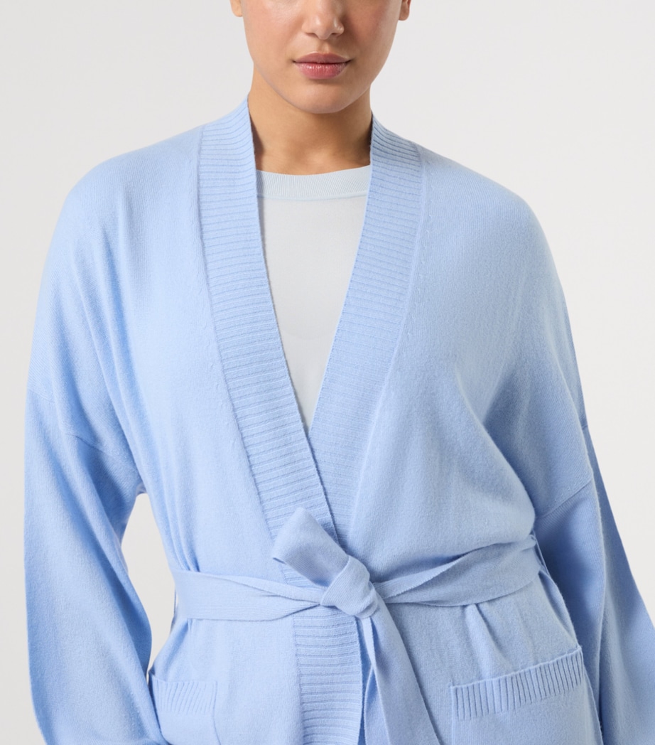 Marina Rinaldi Womens Cashmere Belted Cardigan Light Blue Image 4