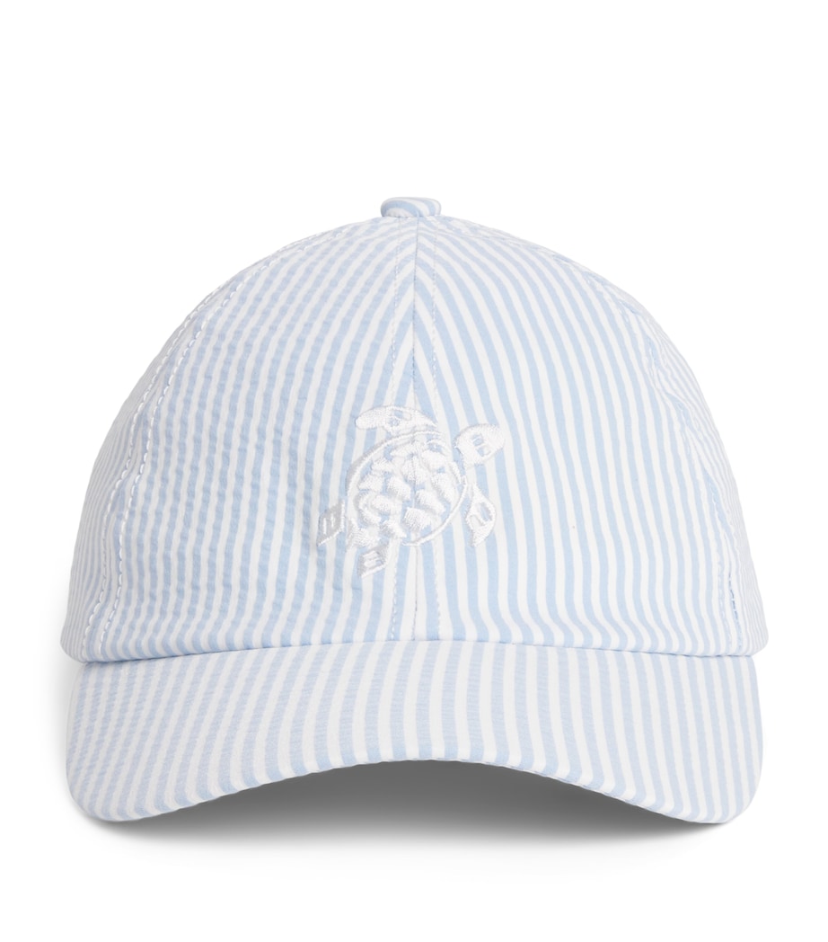 Vilebrequin Seersucker Stripe Turtle Baseball Cap Cloudy Image 1