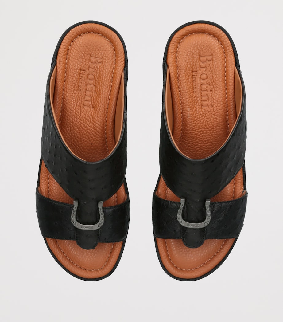 Leather Struzzo Sandals BLACK Image 4